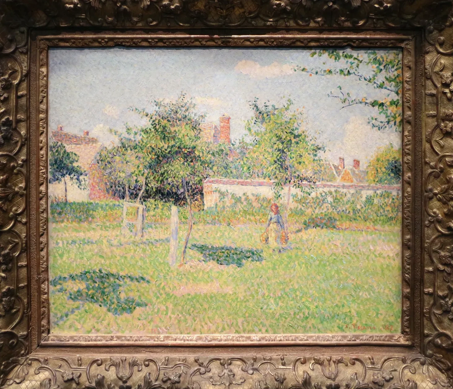 Femme dans un clos, soleil de printemps dans le pré à Éragny, Camille Pissarro