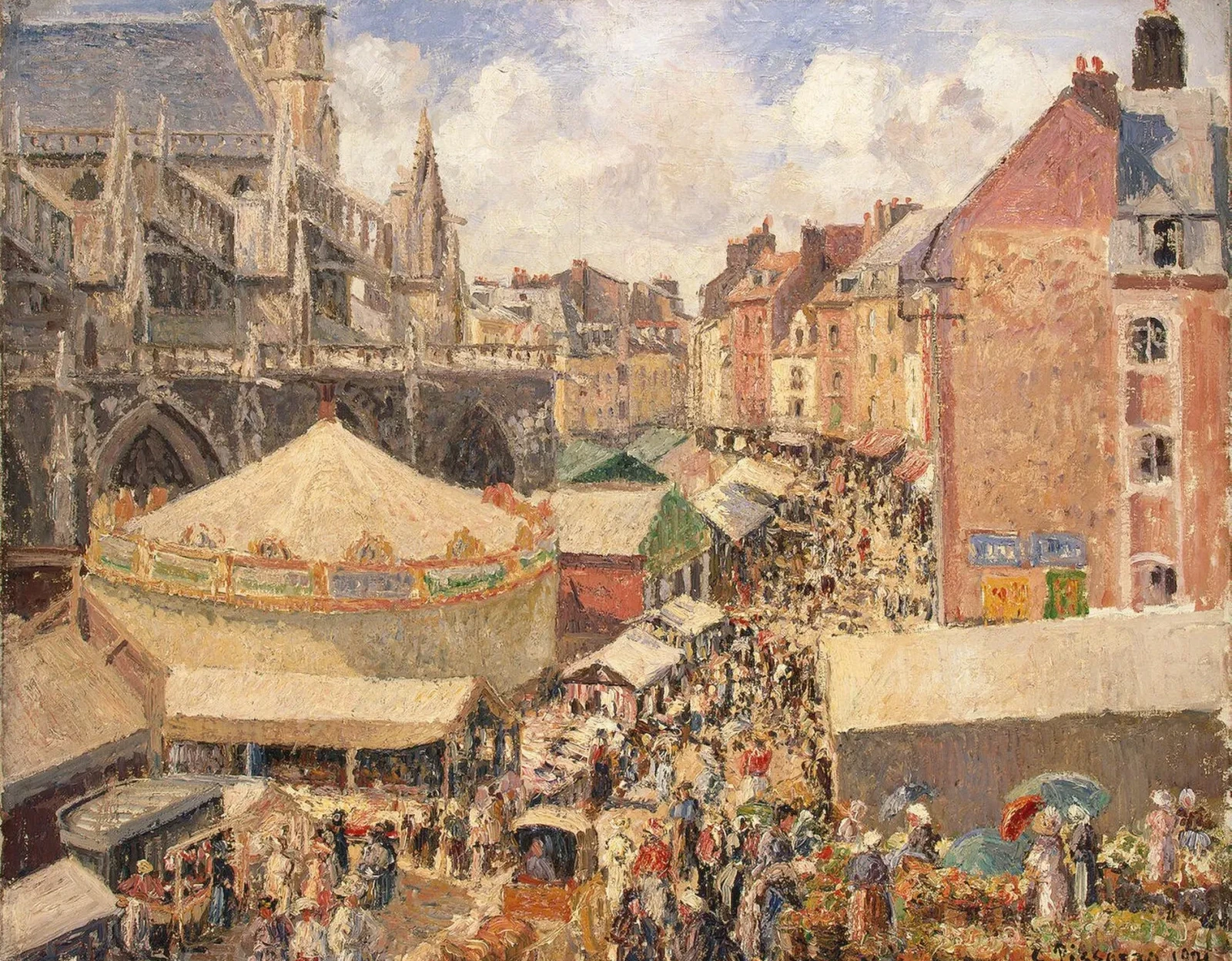 Foire à Dieppe, matinée ensoleillée, Camille Pissarro