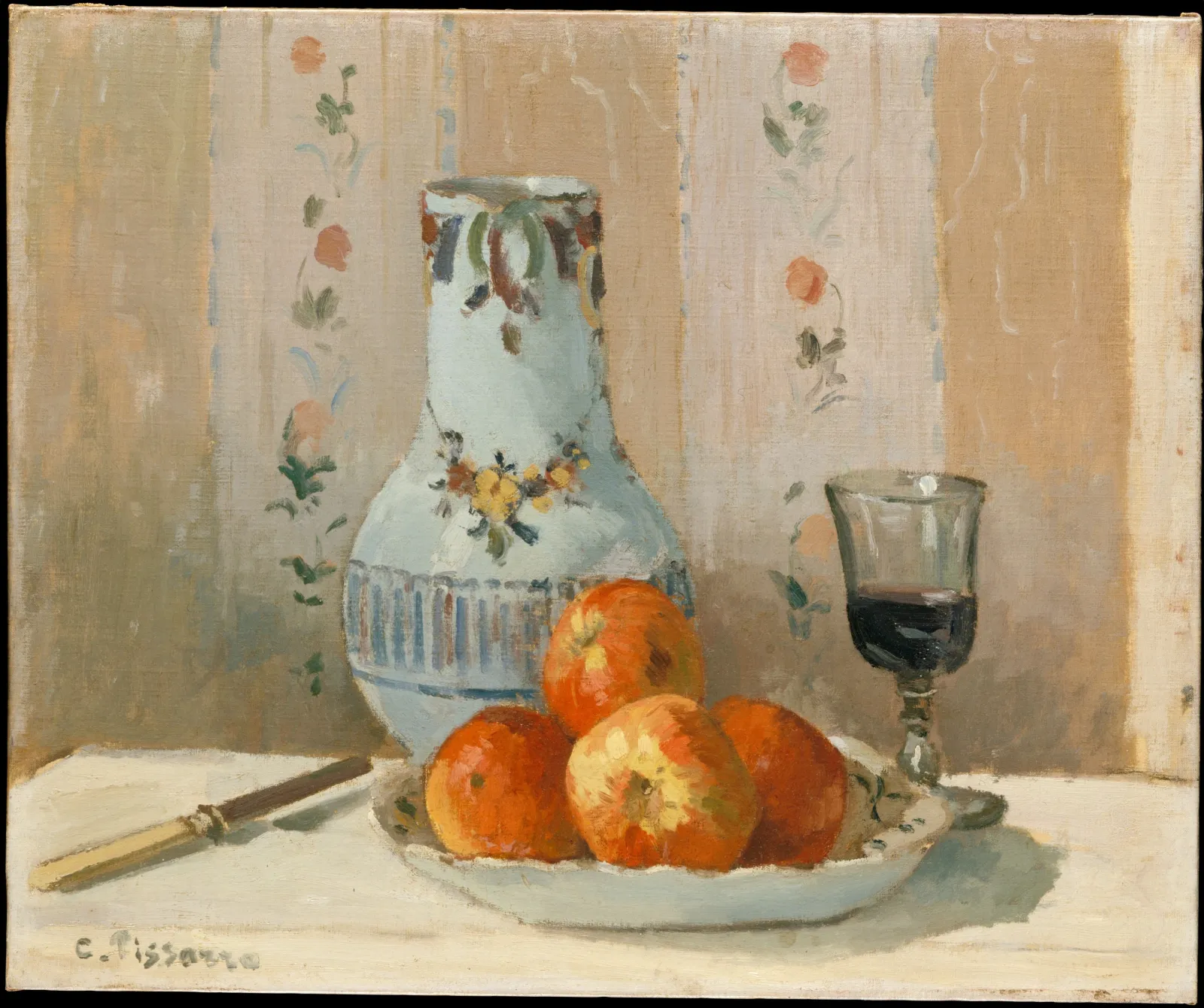 'Ghâtaignier' Apples and Glazed Earthenware on a Table, Camille Pissarro