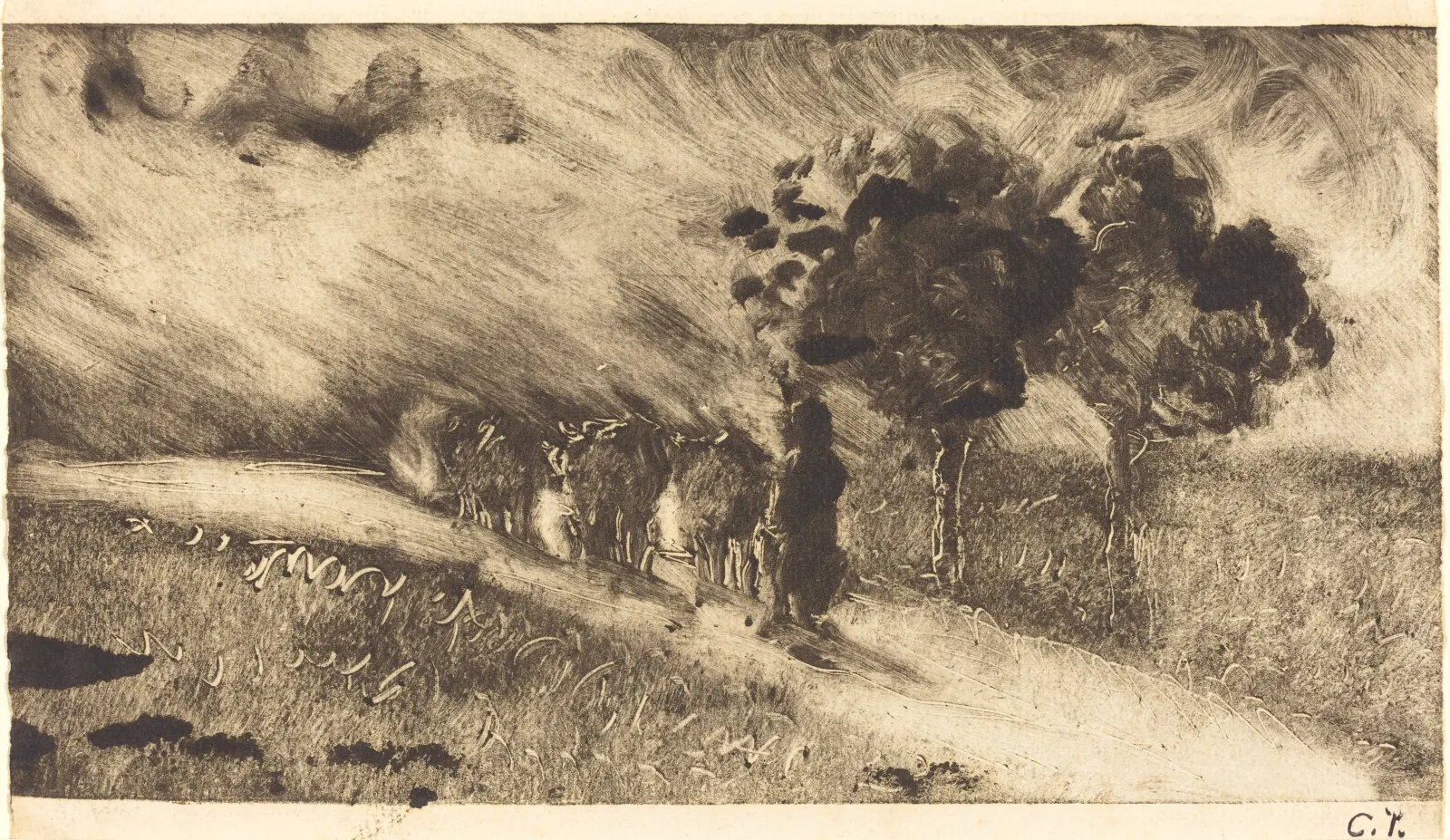Herding the Cows at Dusk (Vachère le soir), Camille Pissarro