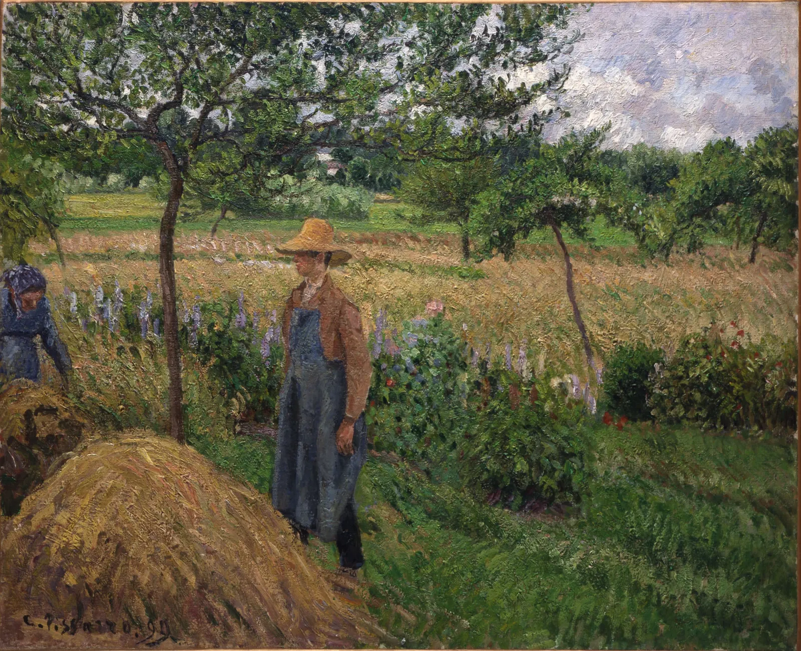 Jardinier devant une meule, temps gris, Éragny, Camille Pissarro