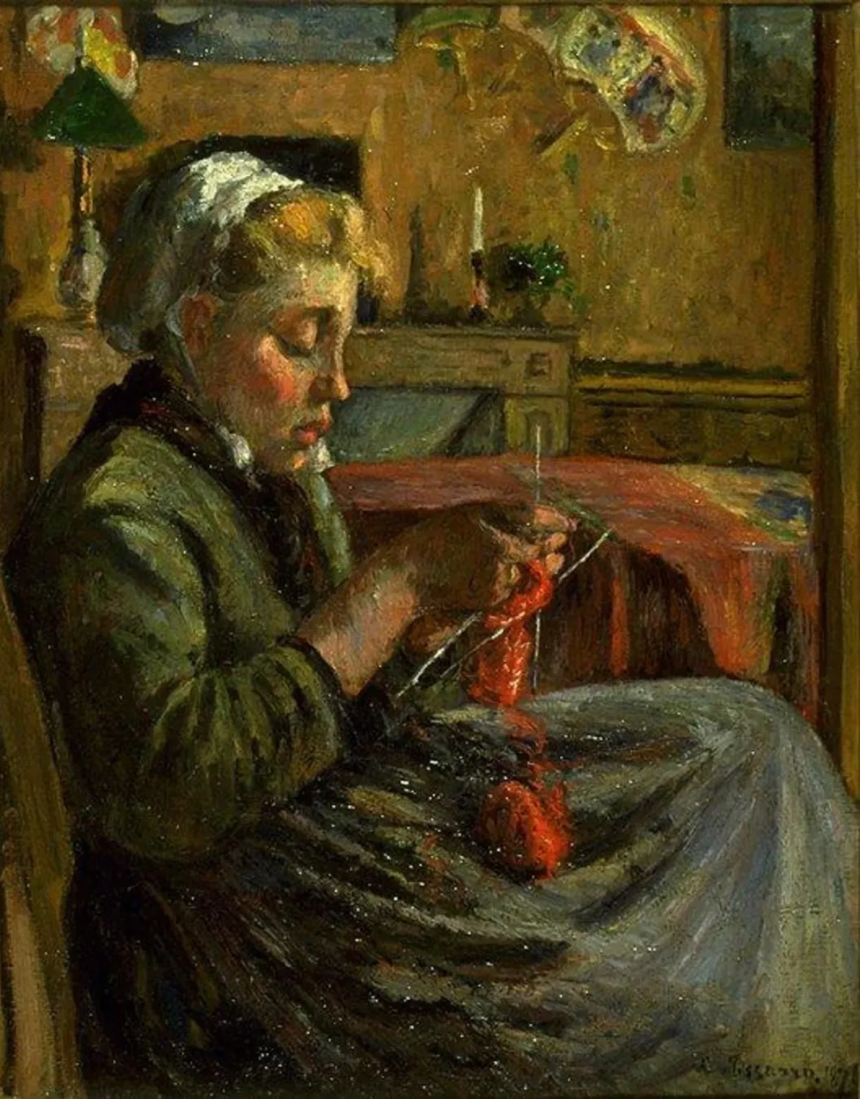 Jeune fille tricotant, Camille Pissarro