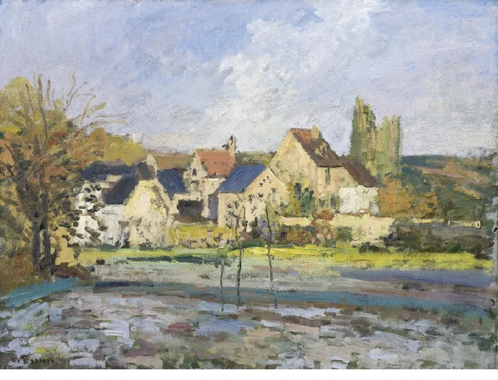 L'Hermitage à Pontoise, neige, Camille Pissarro