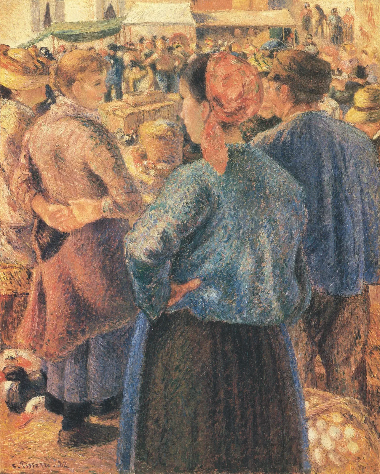 La Marché a la volaille, Pontoise, Camille Pissarro