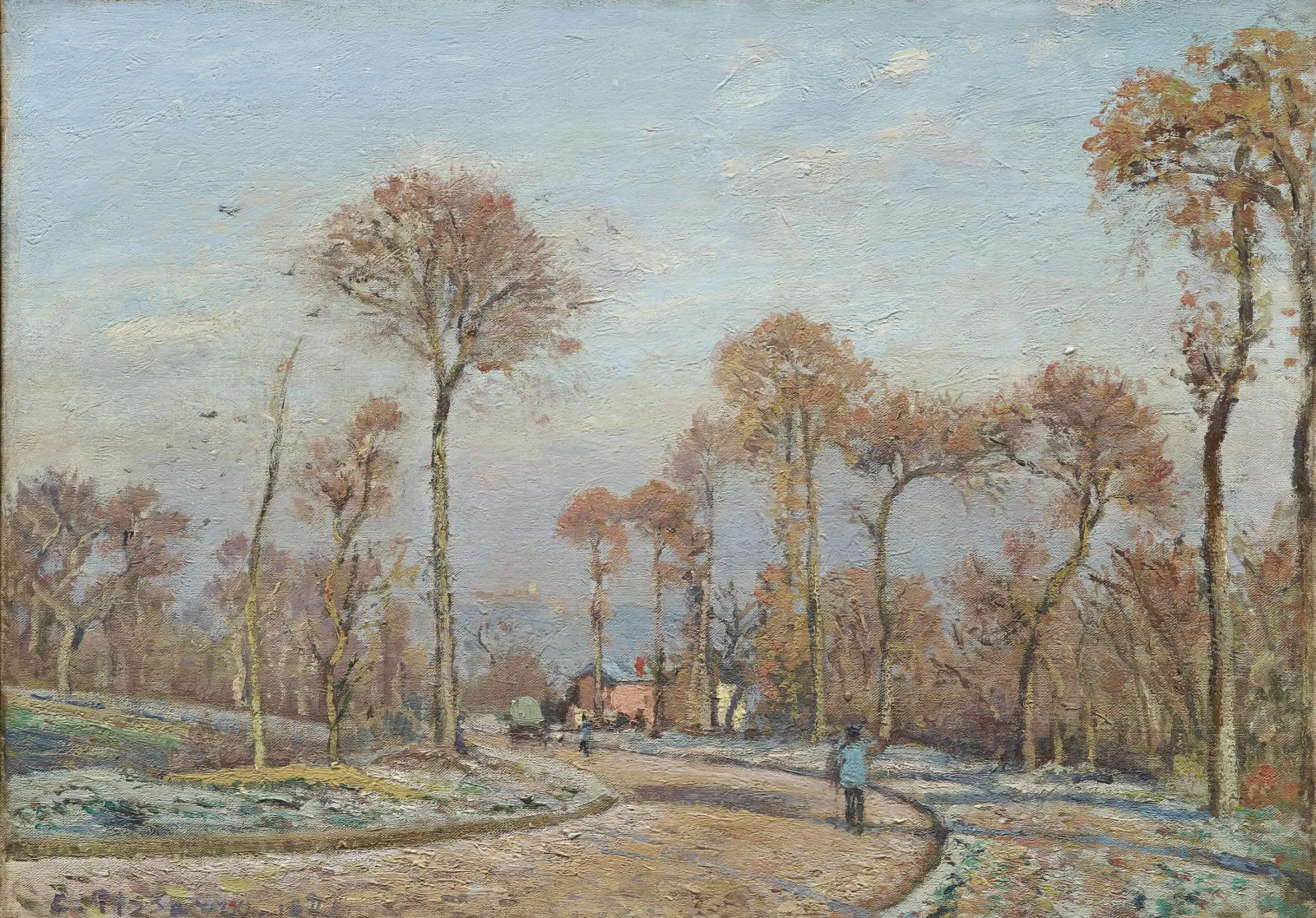La Route de Versailles, Louveciennes: Gelée matinale, Camille Pissarro