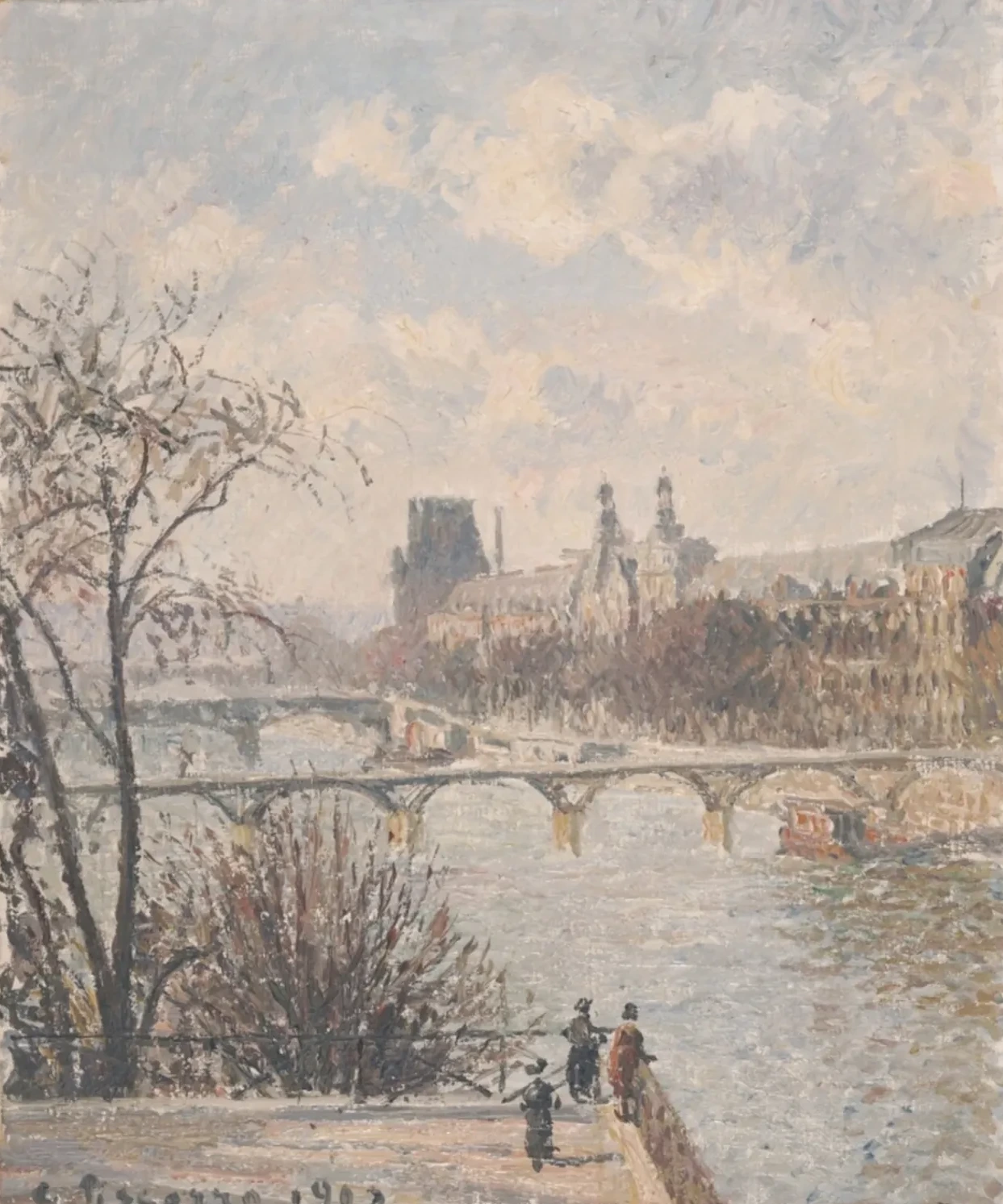 La Seine, vue du Pont-Neuf, au fond le Louvre, Camille Pissarro
