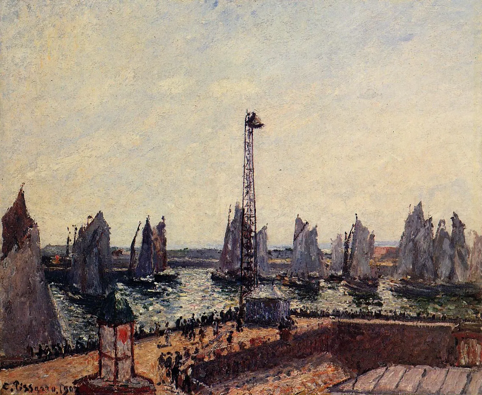Le Brise-lames Est, retour de la régate, Le Havre, Camille Pissarro