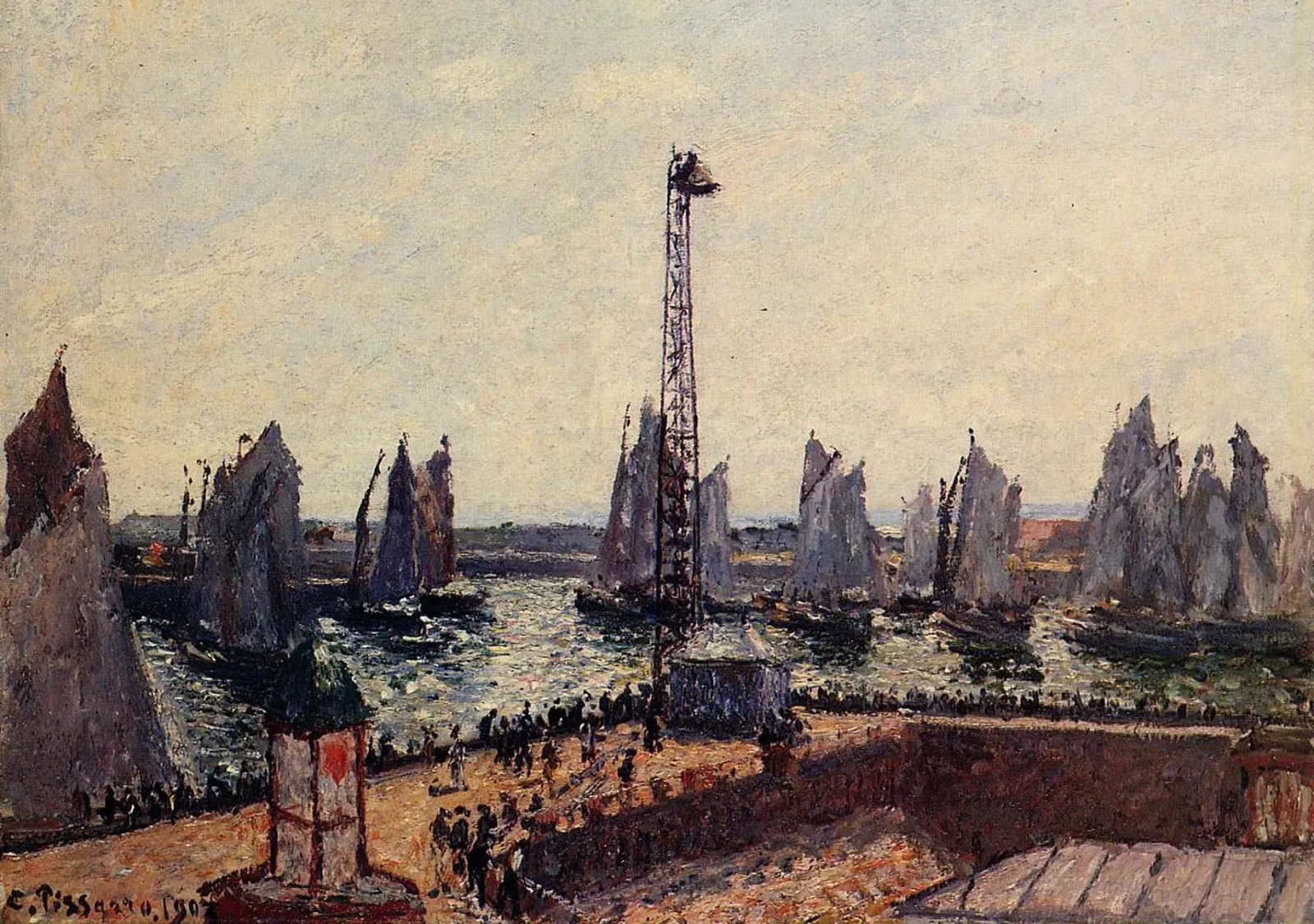 Le Brise-lames Est, retour de la régate, Le Havre, Camille Pissarro