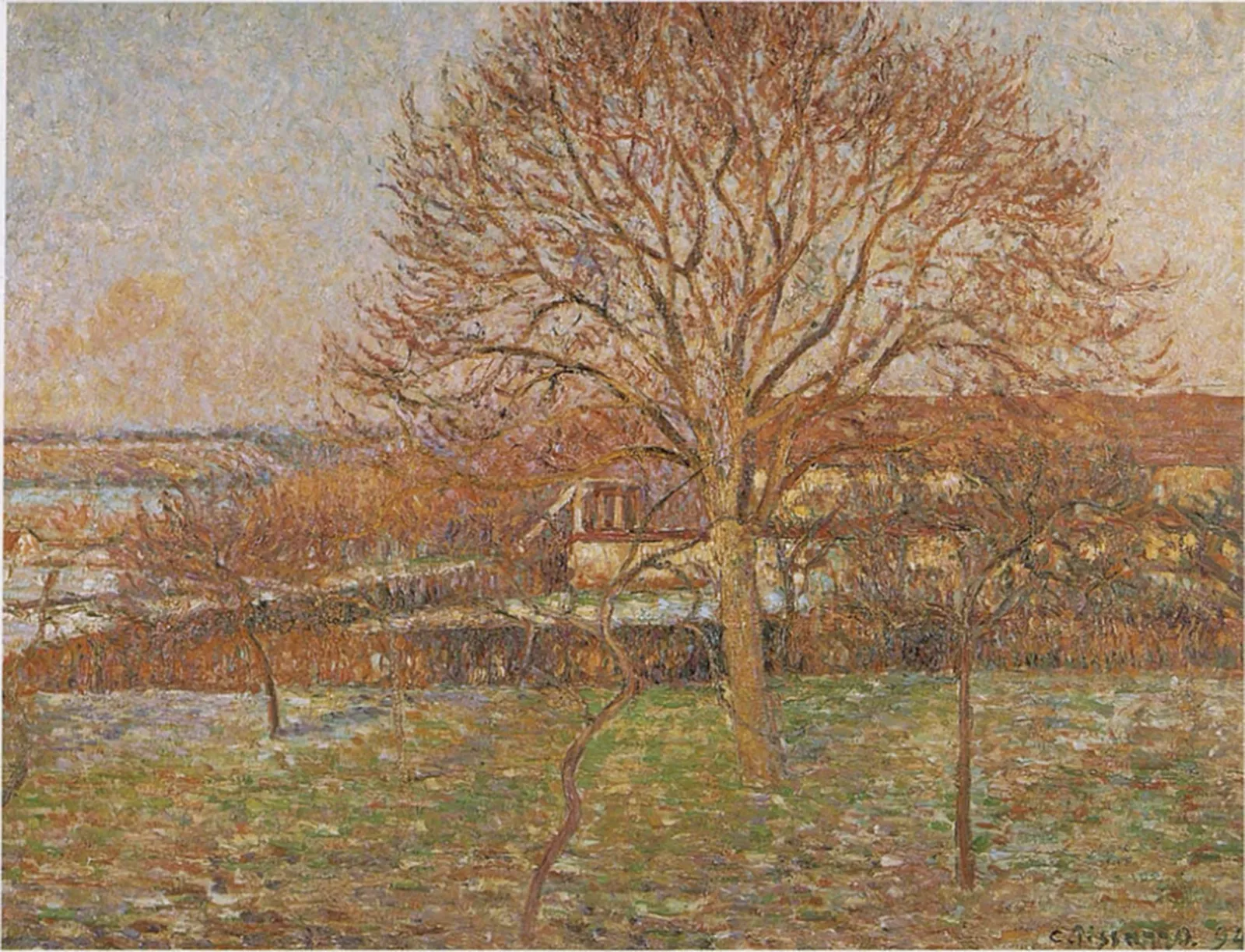 Le Grand Noyer, gelée blanche, Éragny, Camille Pissarro