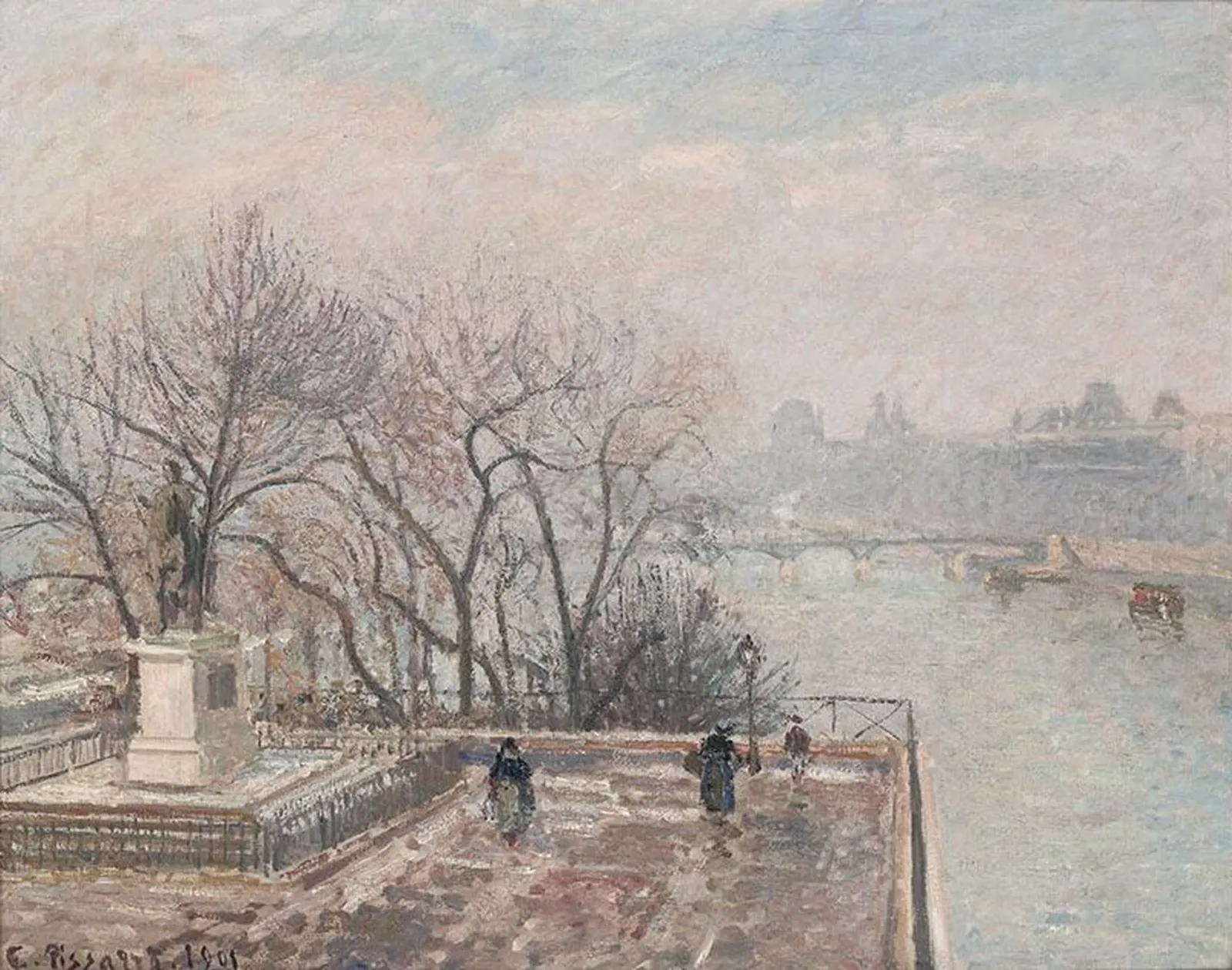 Le Louvre, Coucher de soleil, Givre (Seconde Série), Camille Pissarro