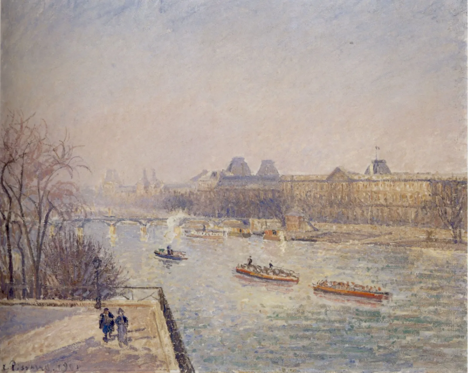 Le Louvre, matin, soleil d'hiver, gelée blanche, Camille Pissarro