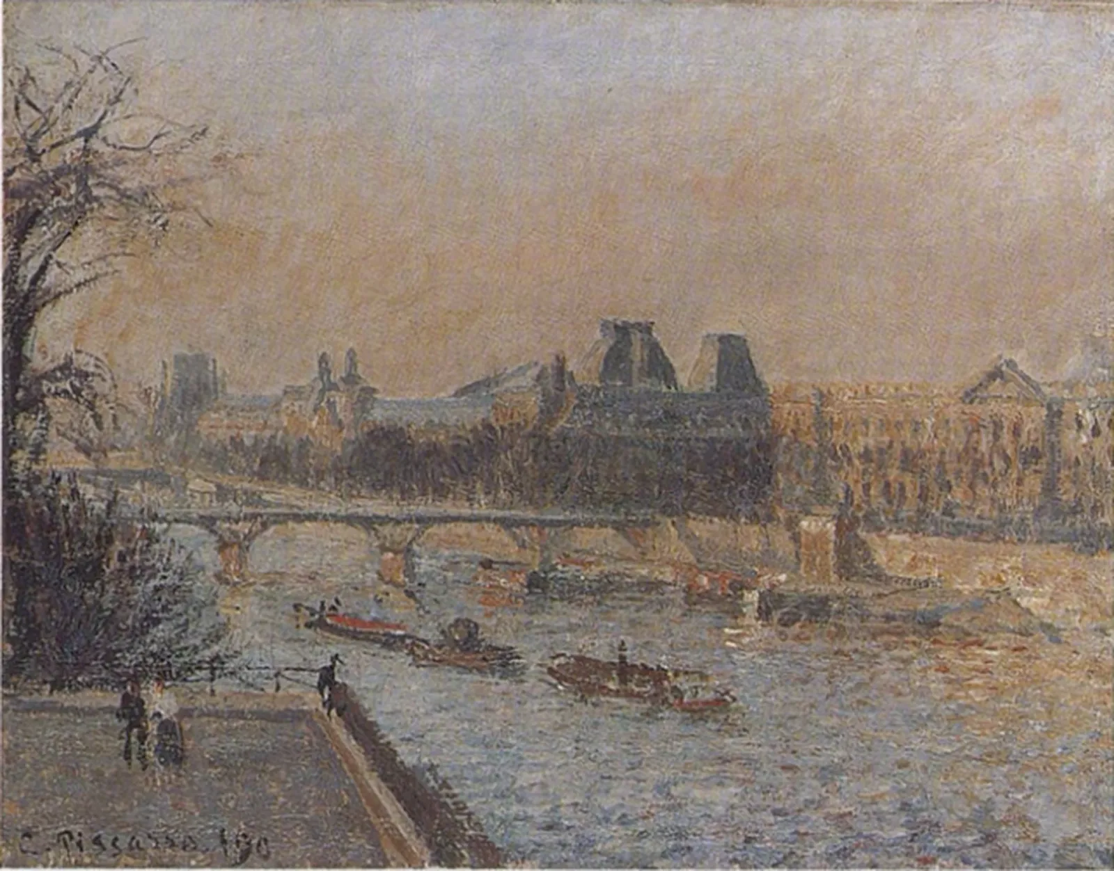 Le Louvre, soleil couchant, 3e série, Camille Pissarro