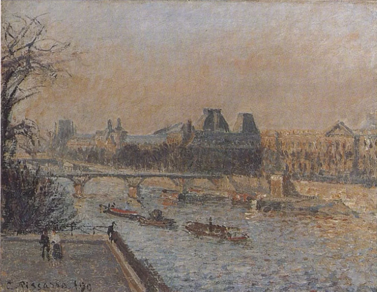Le Louvre, soleil couchant, 3e série, Camille Pissarro