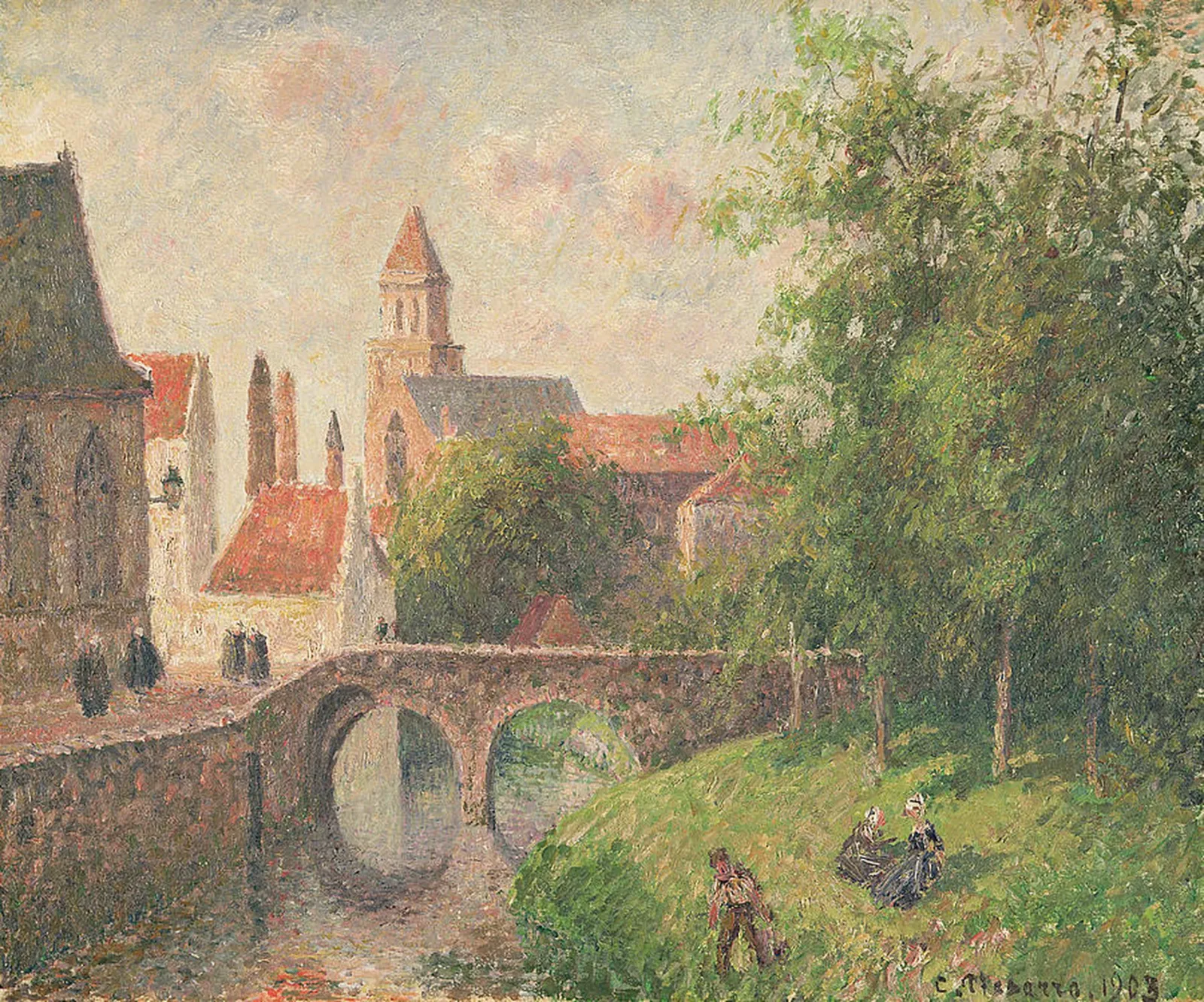 Le Pont de la Clef à Bruges, Belgique, Camille Pissarro