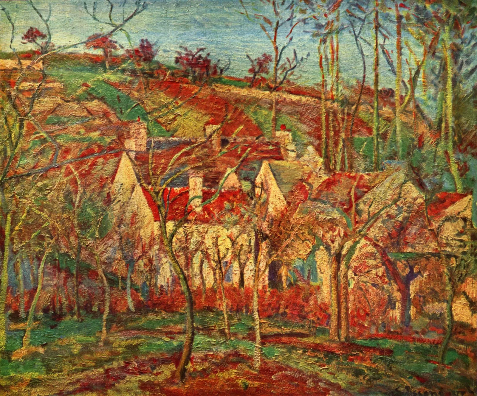 Les Toits rouges, coin de village, effet d'hiver, Camille Pissarro