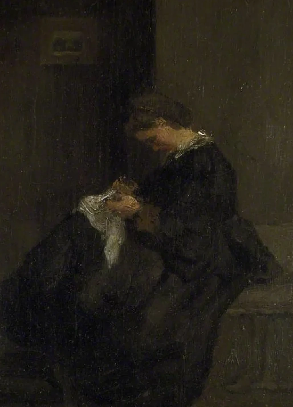 Mme Pissarro sewing, Camille Pissarro