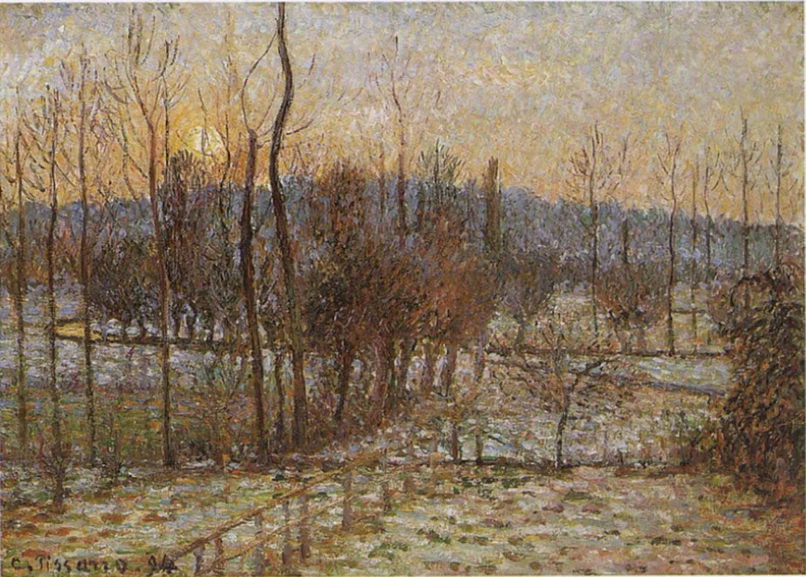 Neige, soleil couchant, Éragny, Camille Pissarro