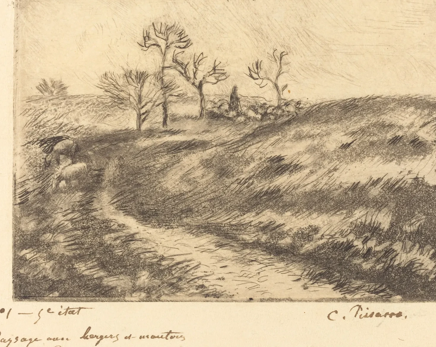 Paysage avec berger et moutons a Osny (Pontoise), Camille Pissarro