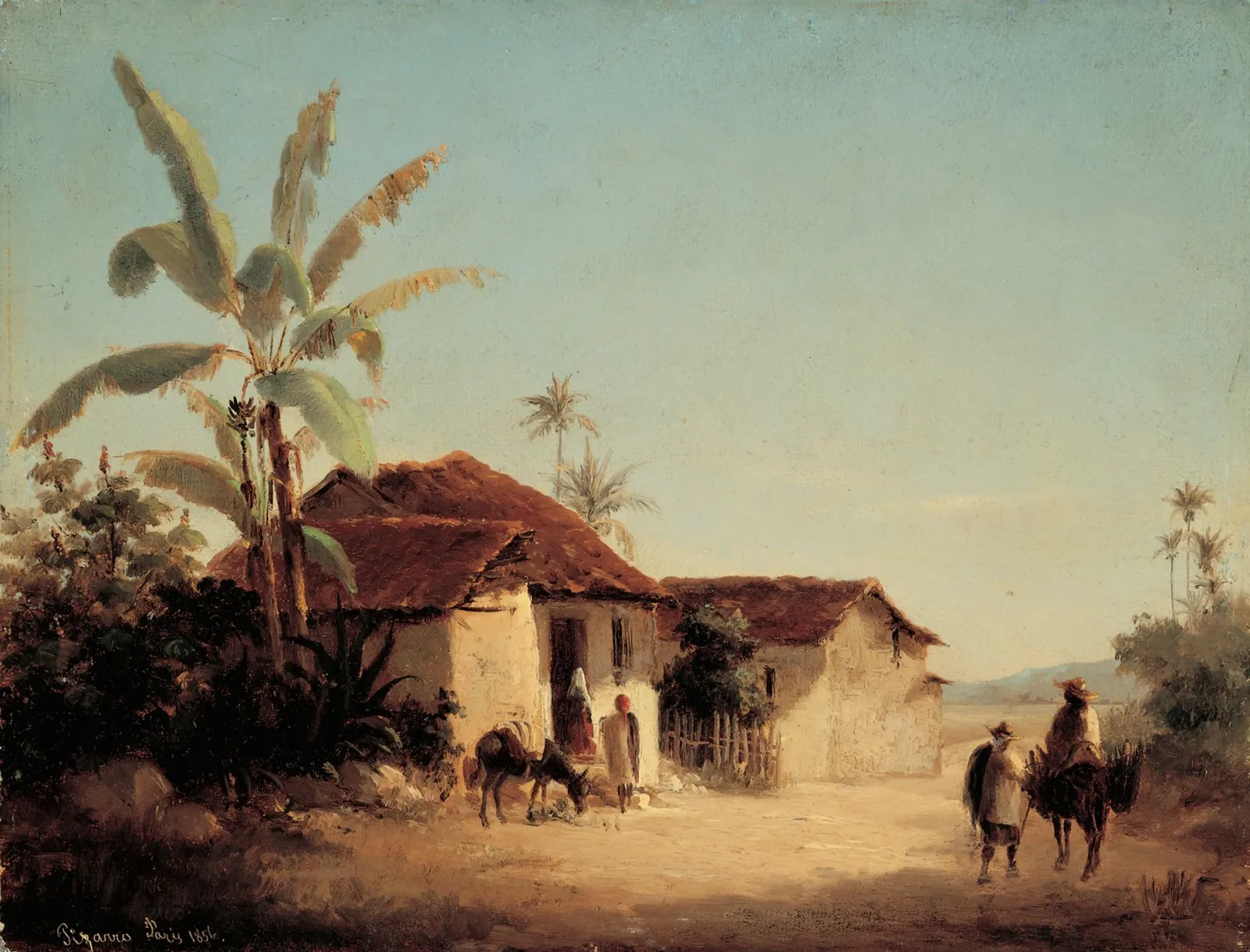Paysage avec masures et palmiers, Camille Pissarro