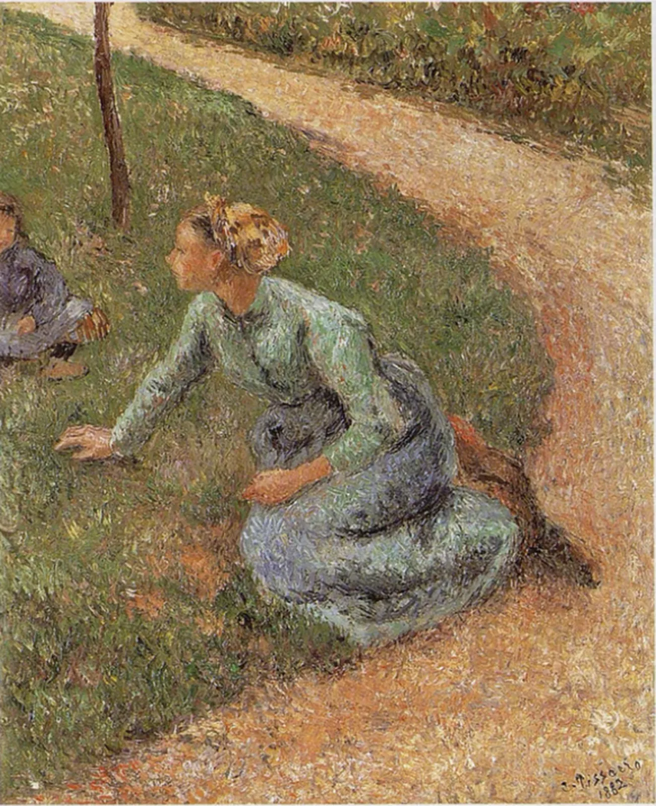 Paysanne assise au bord d'un chemin, Camille Pissarro