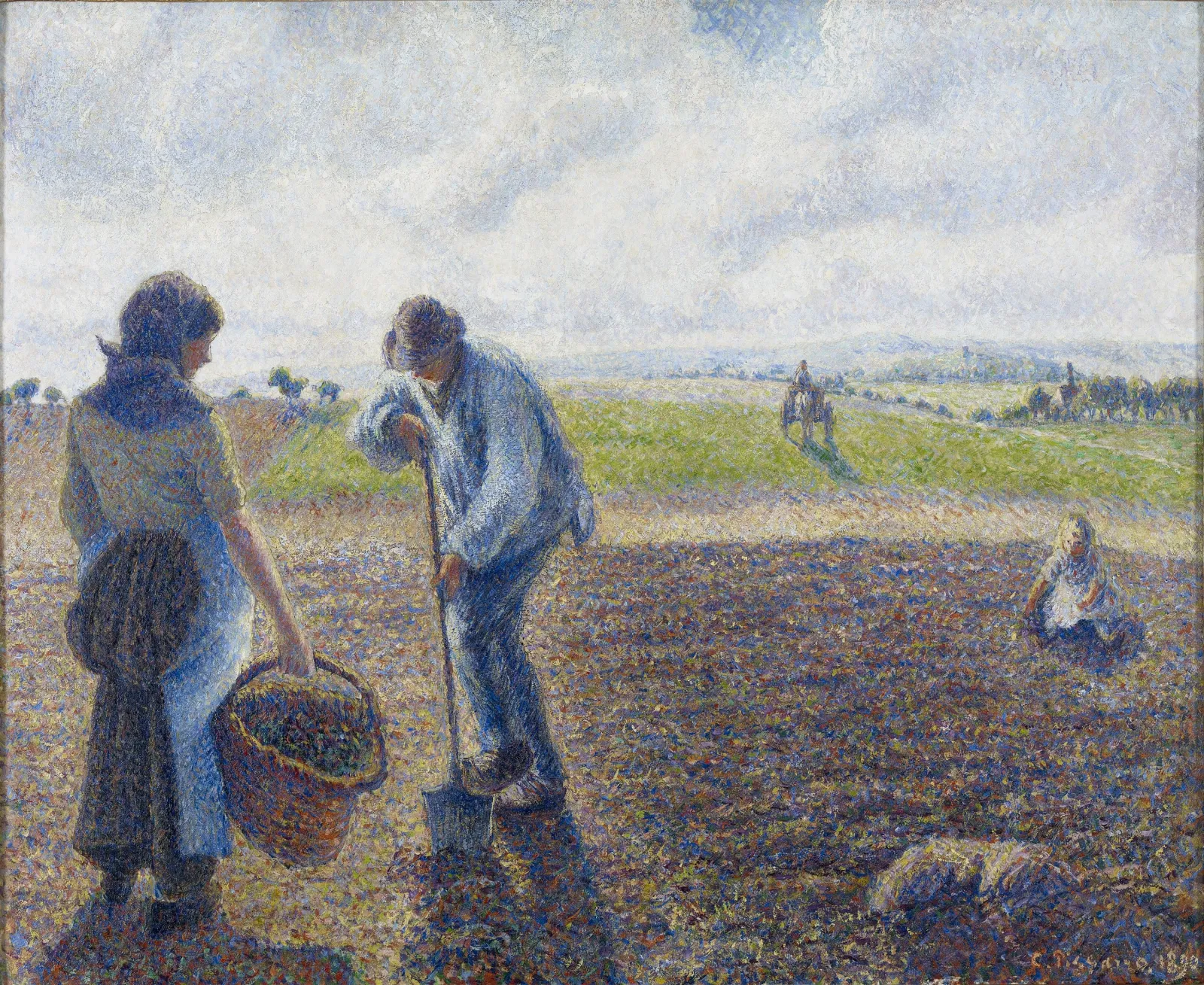 Paysans dans les champs, Éragny, Camille Pissarro