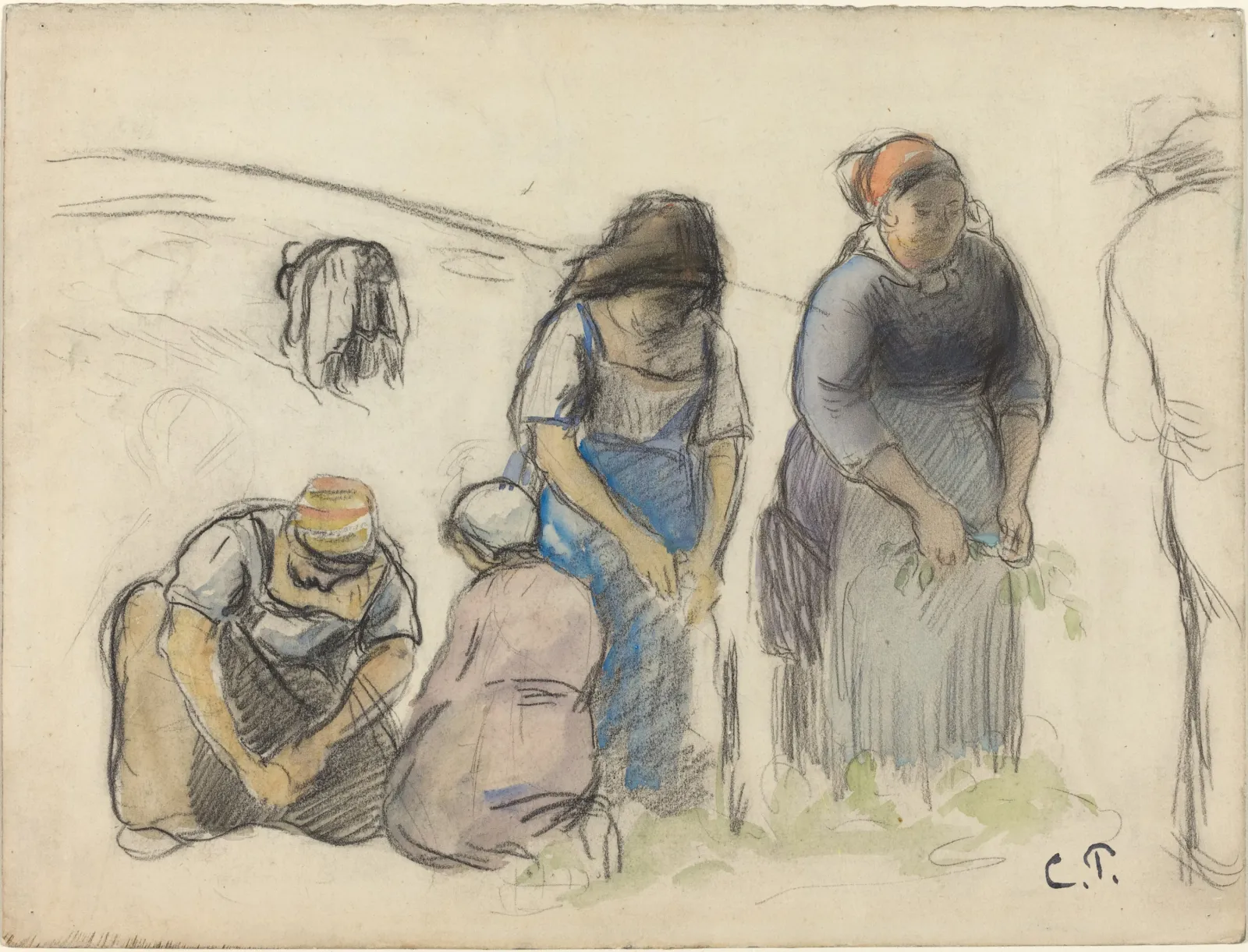 Pea Harvesters [recto], Camille Pissarro