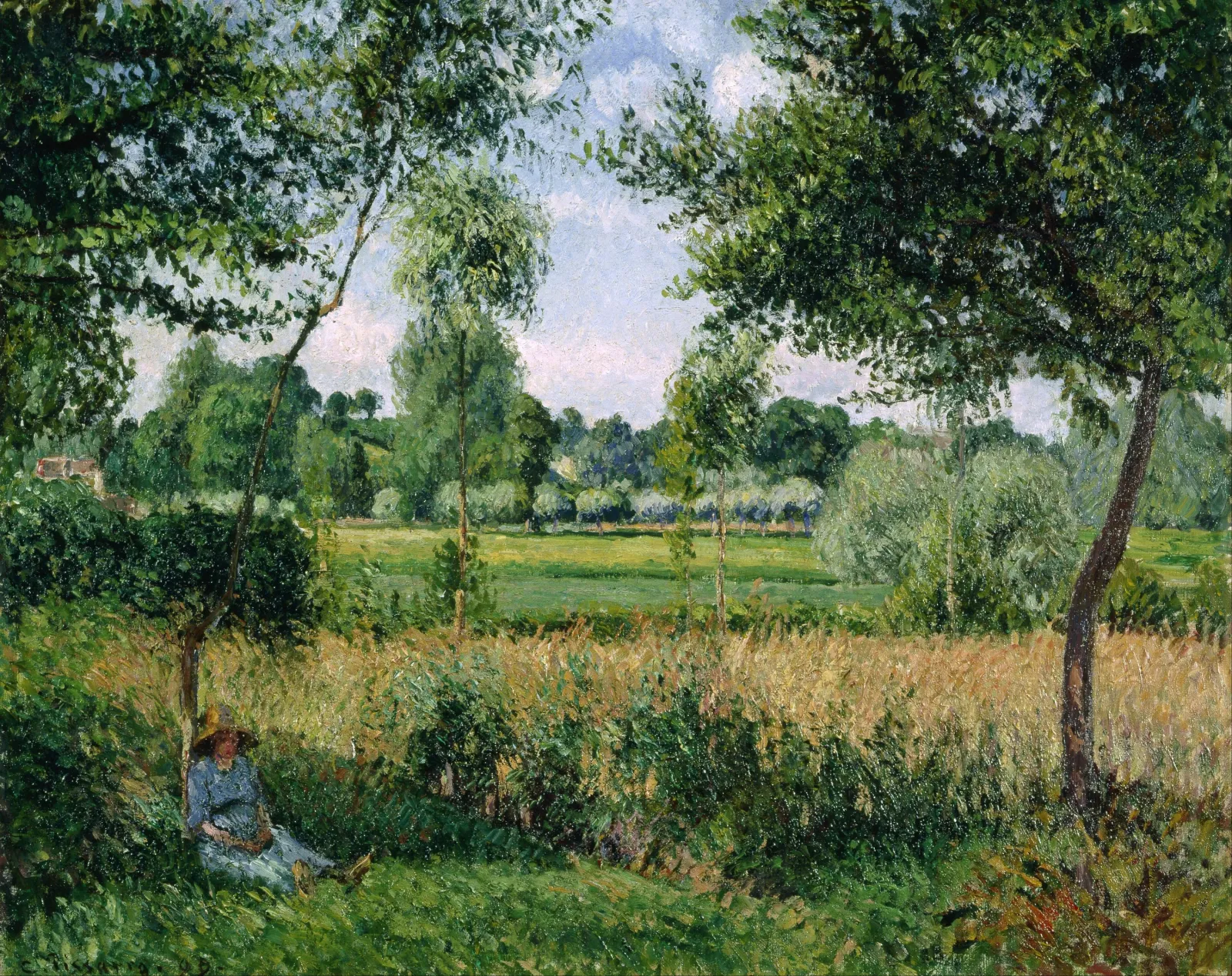 Peasant Woman Resting at the Foot of a Tree, Effect of Sunshine, Éragny, Camille Pissarro