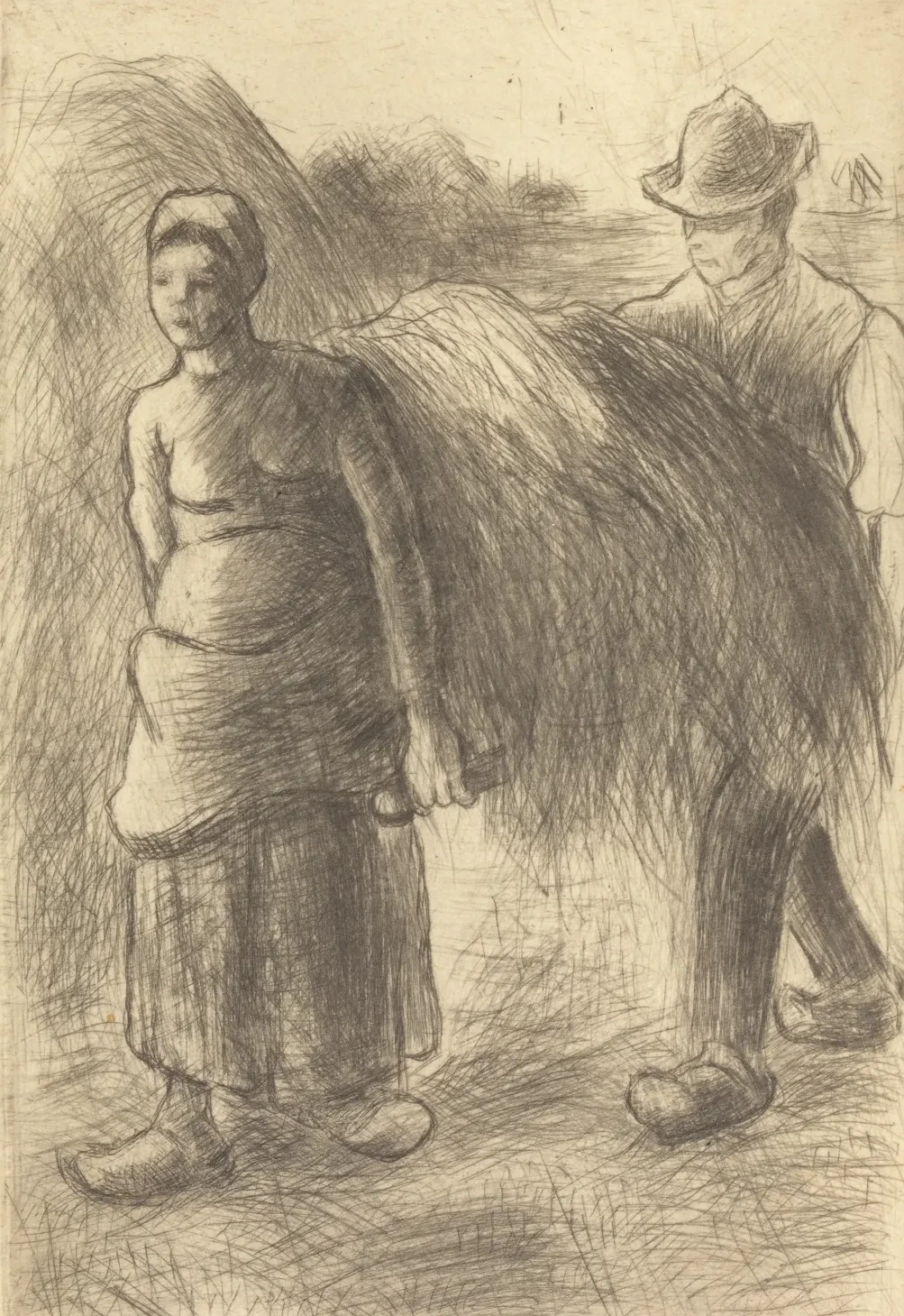 Peasants Carrying Hay (Paysans portant du foin), Camille Pissarro