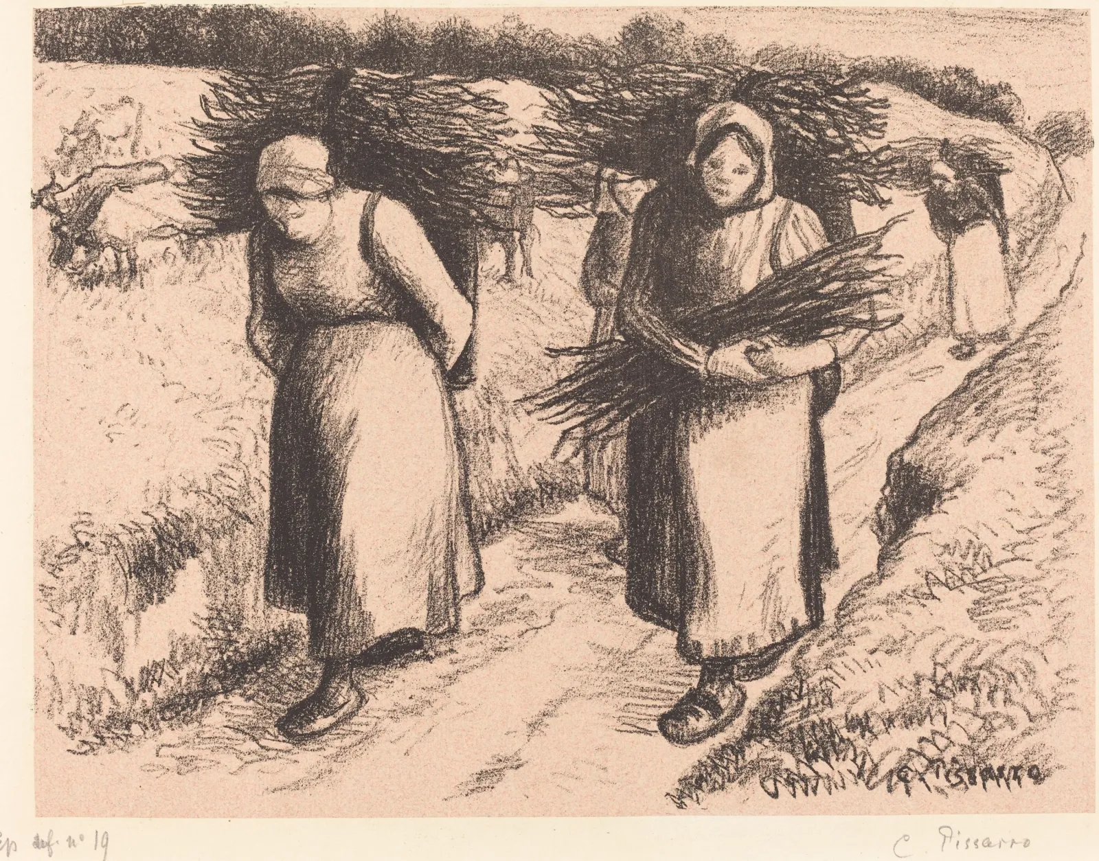 Peasants Carrying Sticks (Paysannes portant des fagots), Camille Pissarro