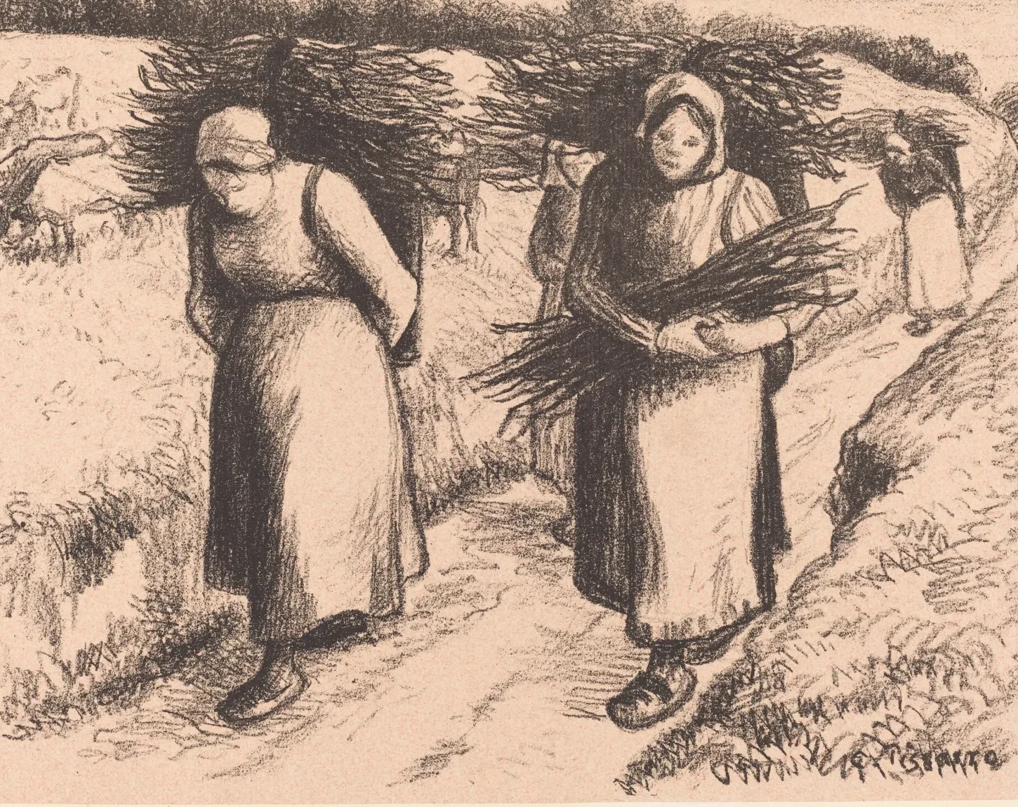 Peasants Carrying Sticks (Paysannes portant des fagots), Camille Pissarro