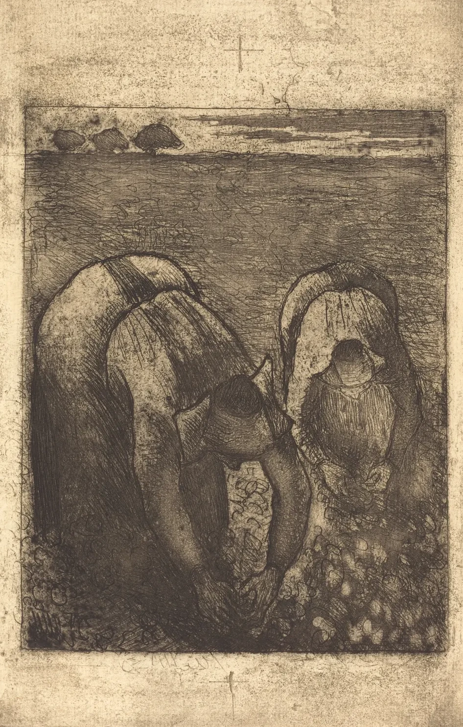 Peasants in a Field of Beans (Paysannes dans un champ de haricots), Camille Pissarro