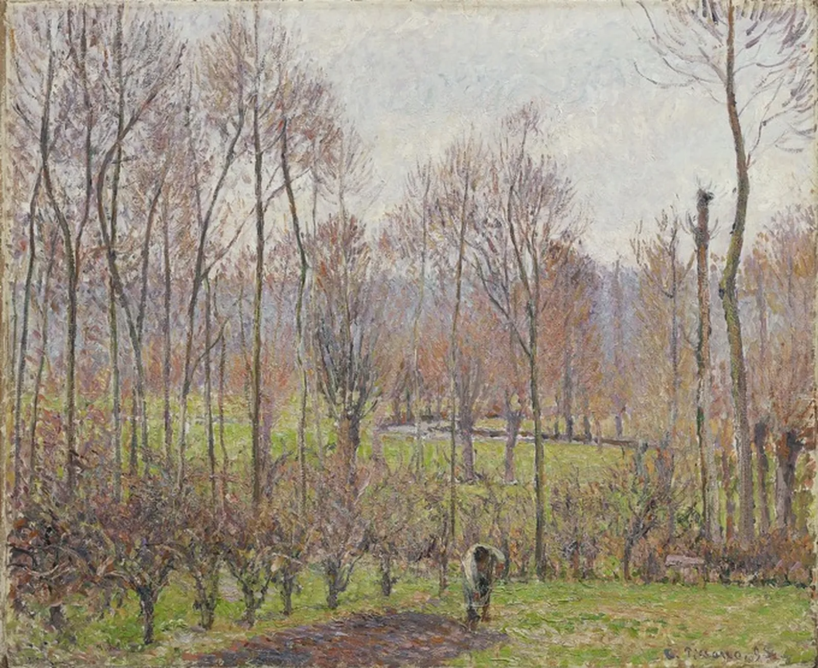 Peupliers, temps gris, Éragny, Camille Pissarro