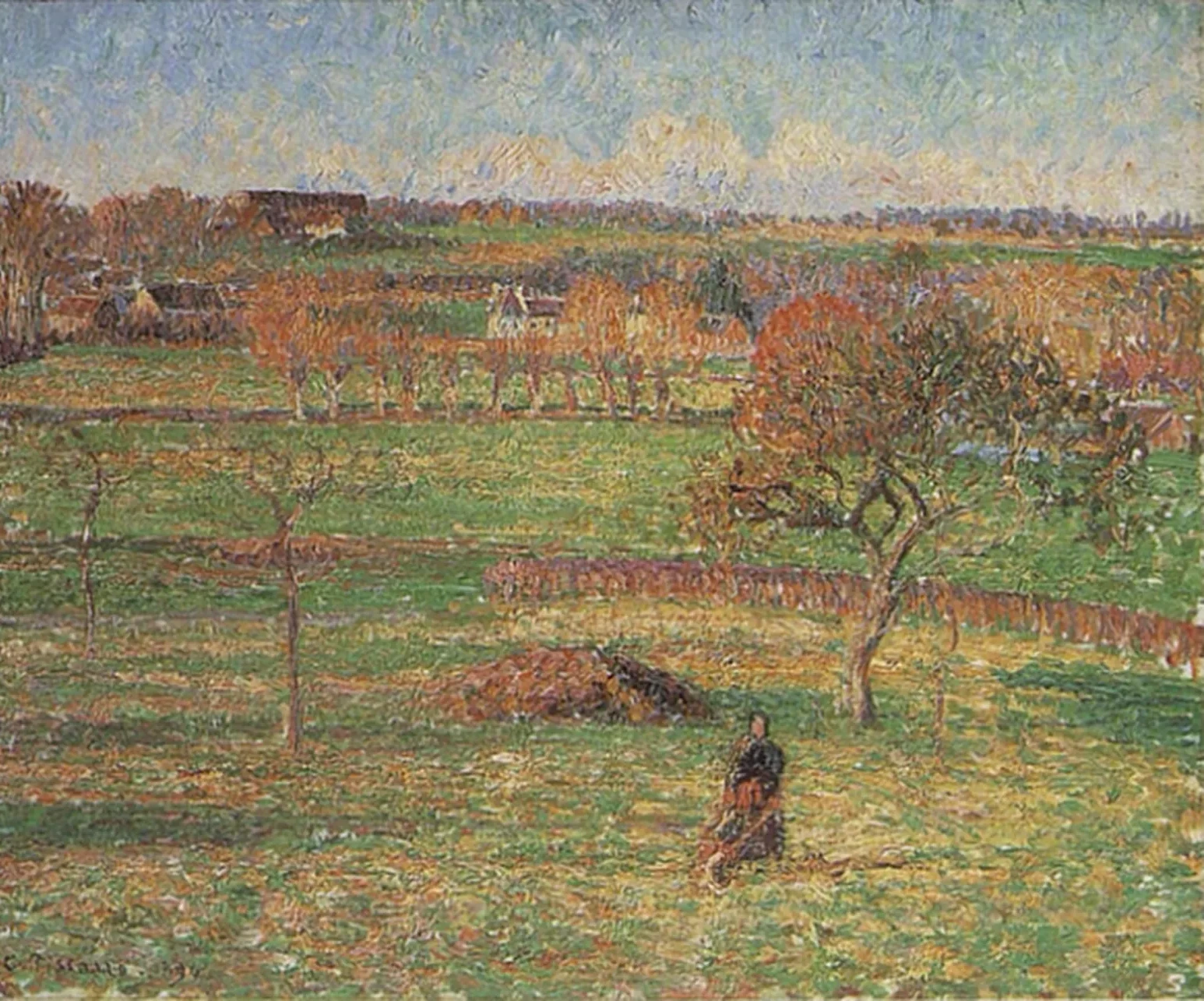 Prairies de Bazincourt, automne, Camille Pissarro
