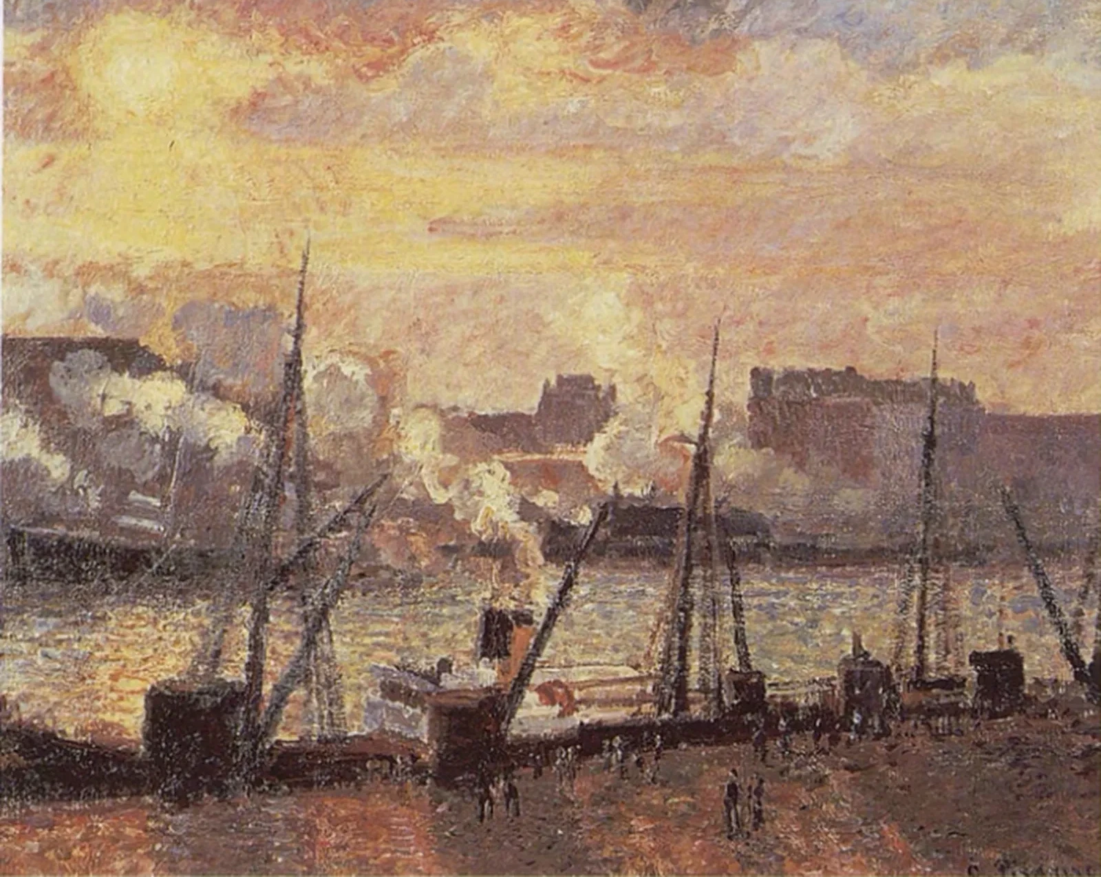 Quai de la Bourse à Rouen, soleil couchant, Camille Pissarro