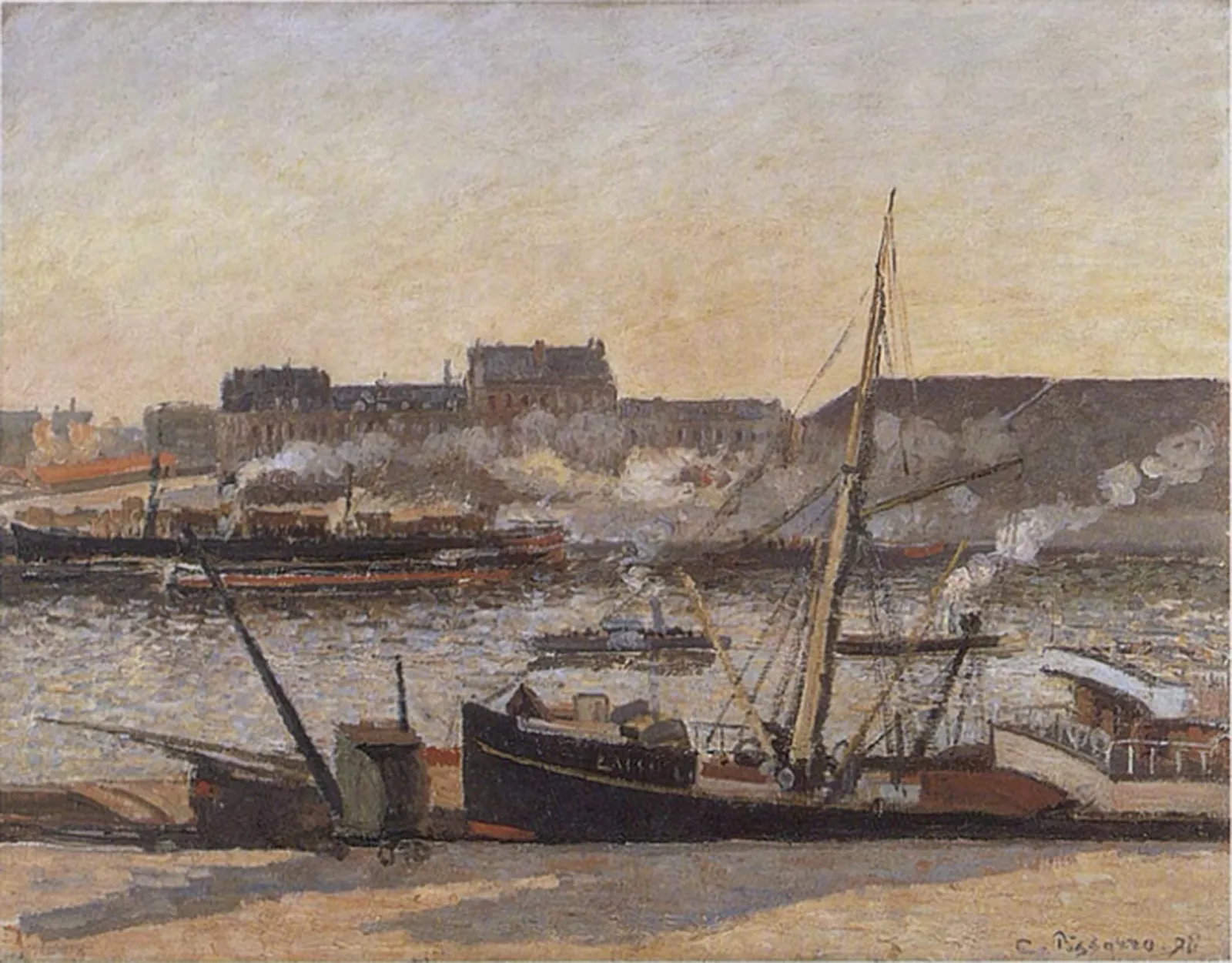 Quai de la Bourse, Rouen, après-midi, Camille Pissarro