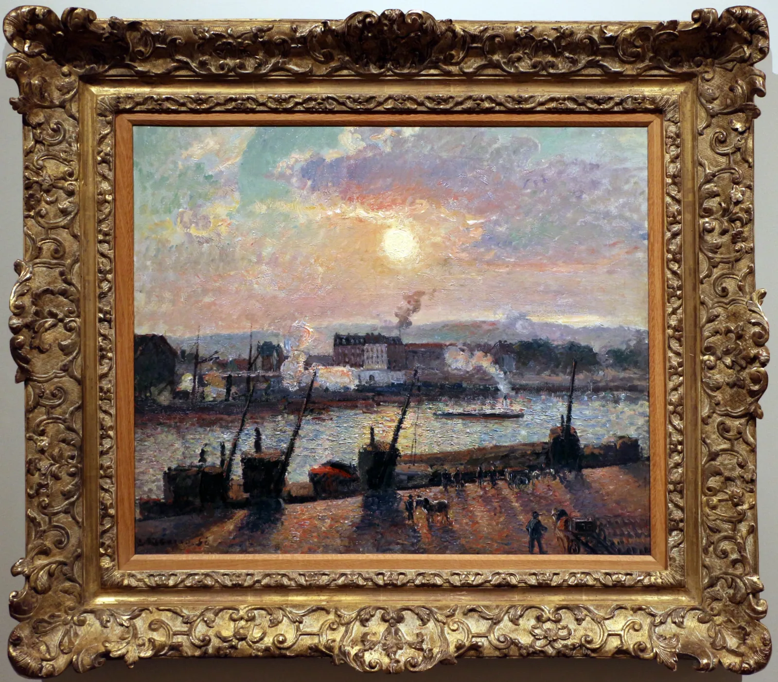 Quai de la Bourse, Rouen, soleil couchant, Camille Pissarro