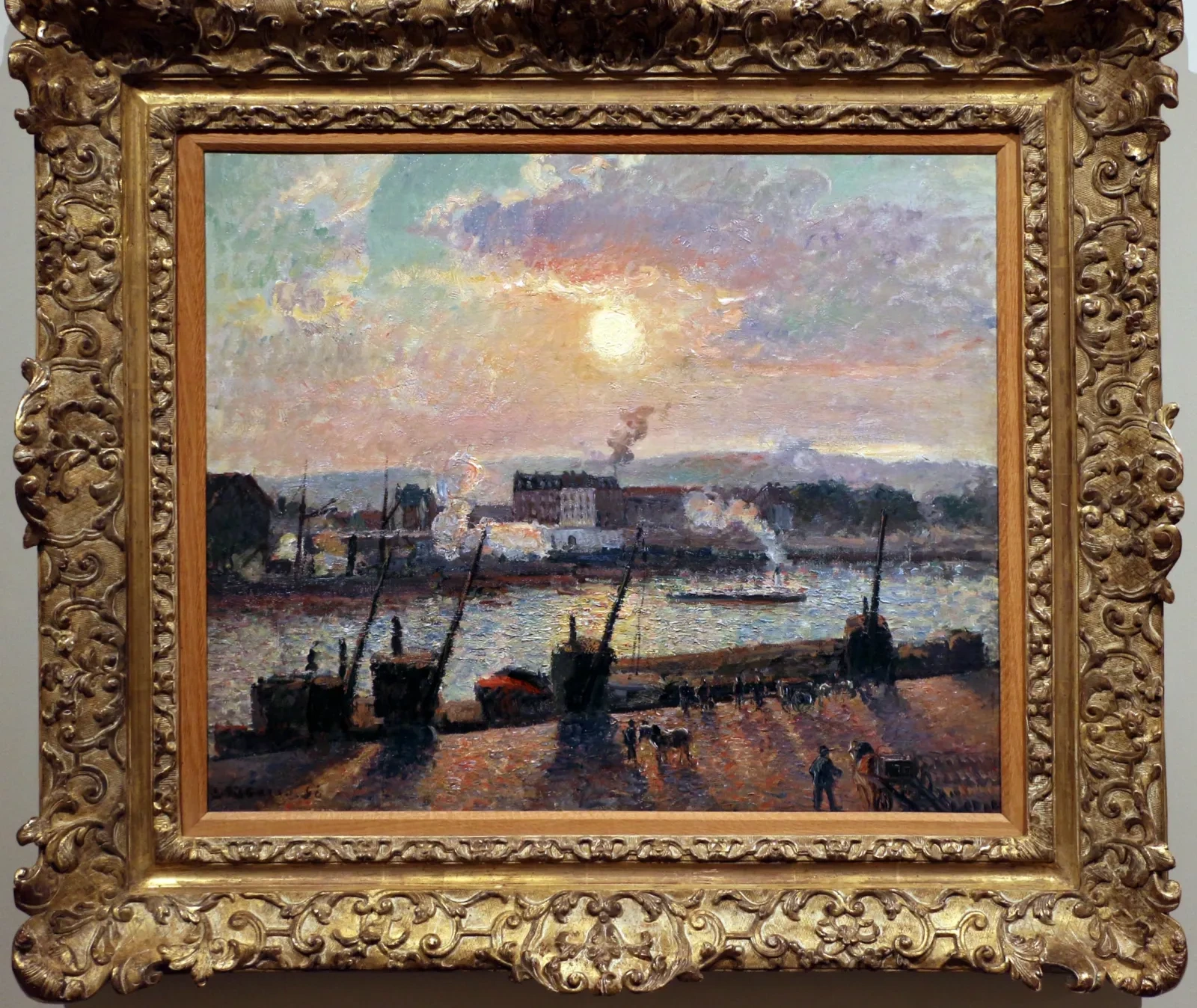 Quai de la Bourse, Rouen, soleil couchant, Camille Pissarro