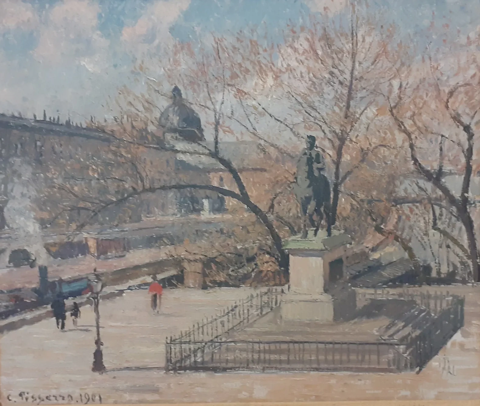 Statue d’Henri IV et hôtel de la Monnaie, matin, soleil, Camille Pissarro