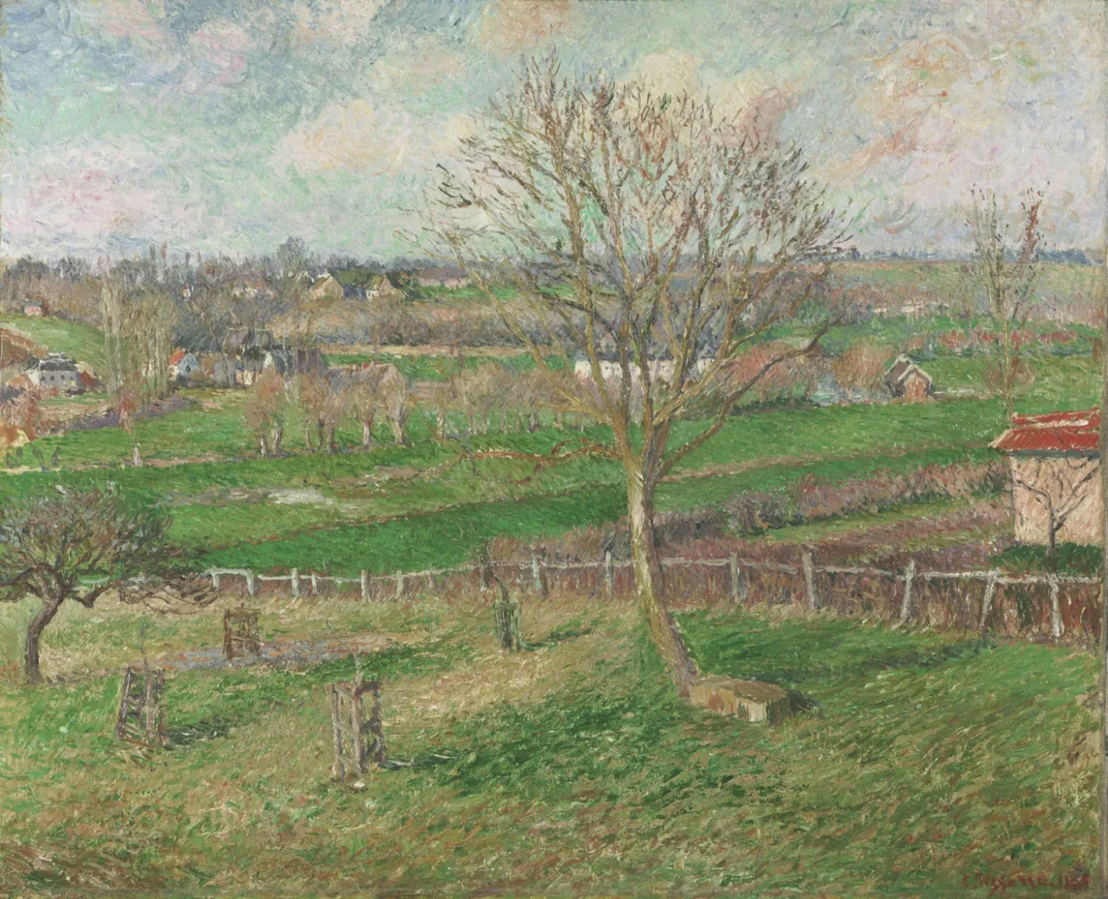 The Field and the Great Walnut Tree in Winter, Eragny, Camille Pissarro