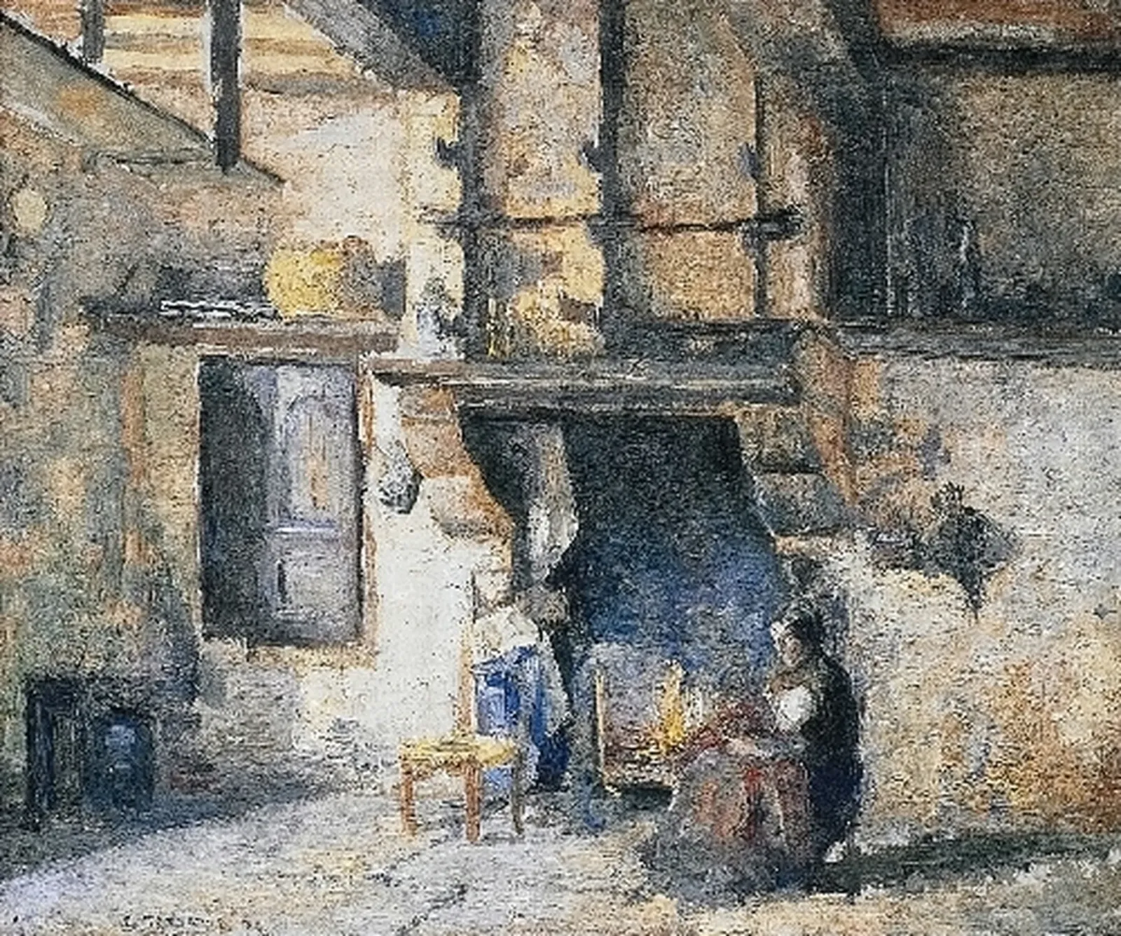 The Kitchen in Piette's House, Montfoucault, Camille Pissarro
