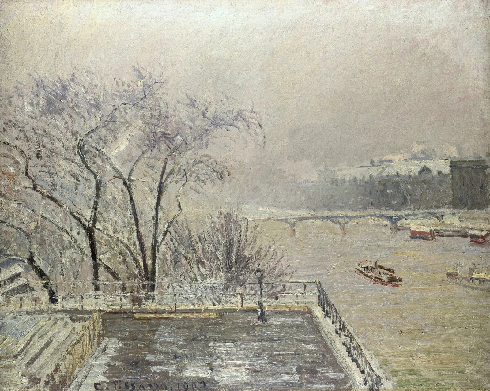 The Louvre, Morning, Effect of Snow (Second Series), Camille Pissarro