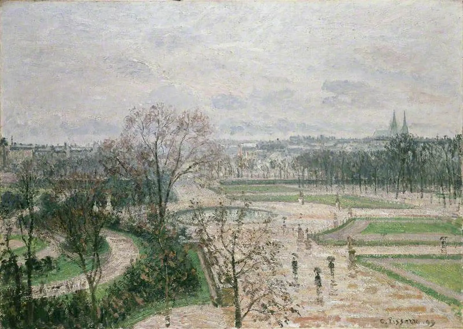 The Tuileries Gardens, Rainy Weather, Camille Pissarro