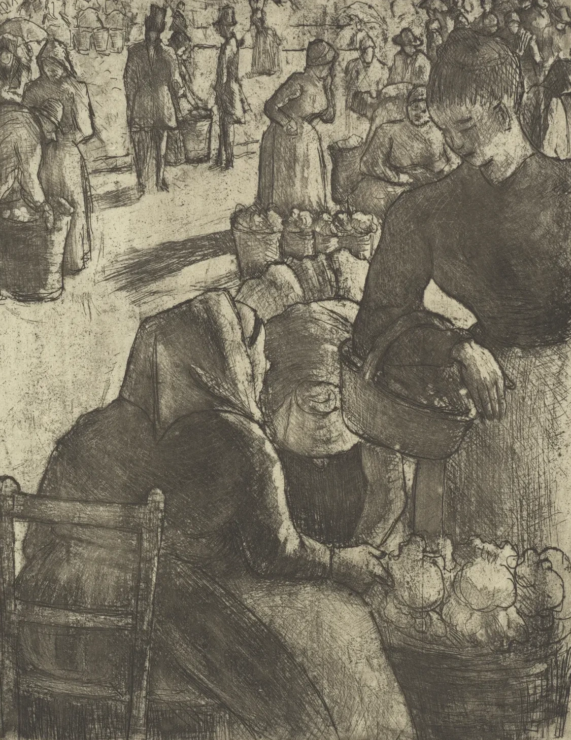 Marché aux légumes à Pontoise, Camille Pissarro