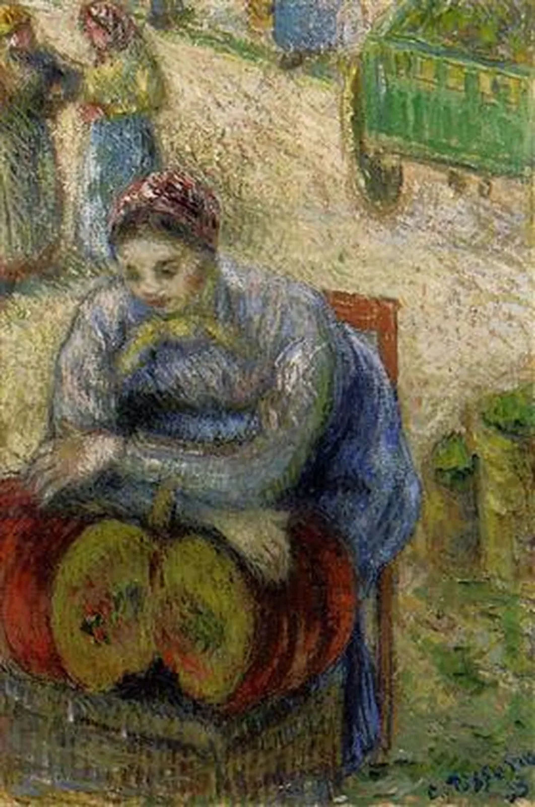 Vendeuse de citrouille au marché, Camille Pissarro