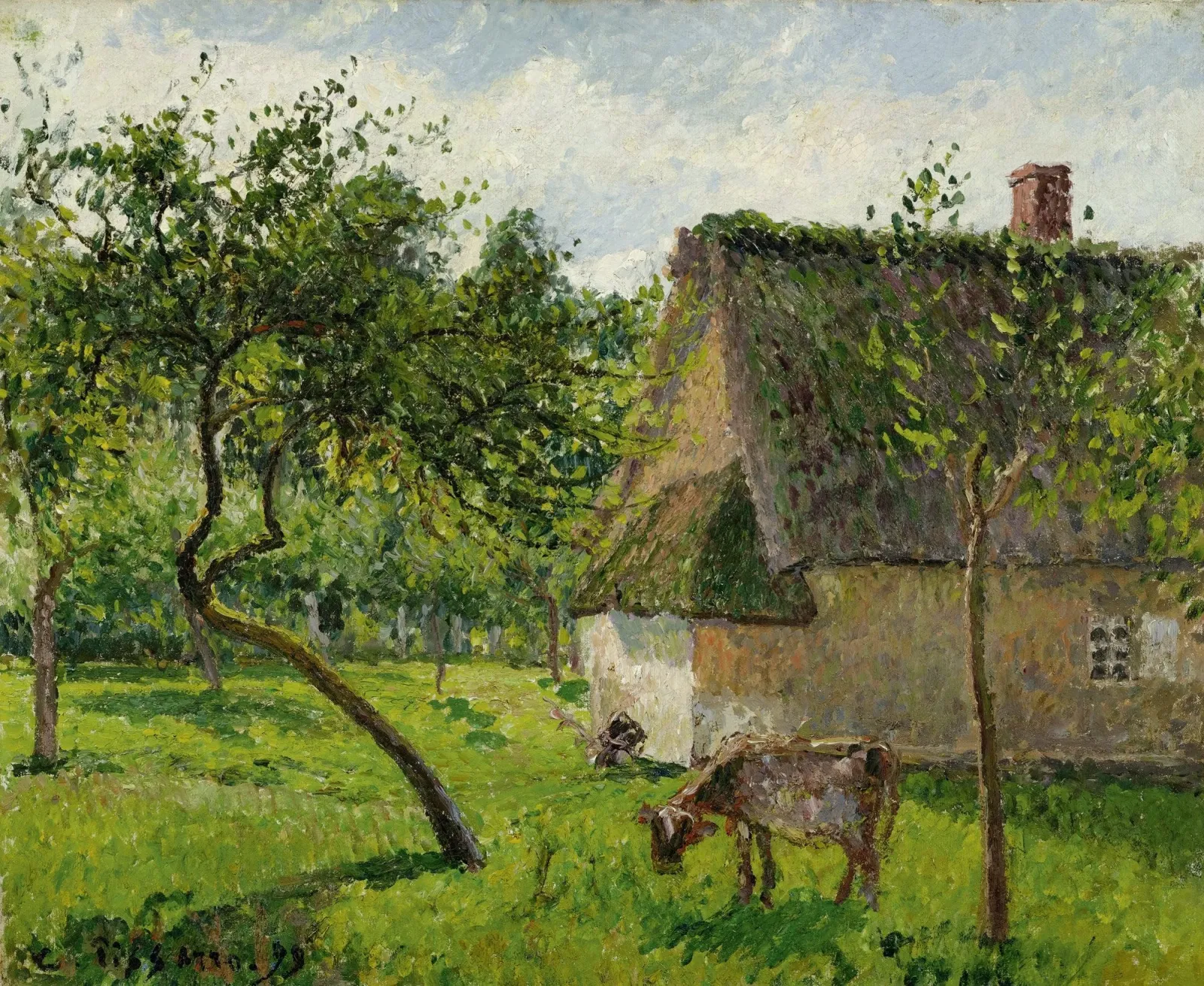 Verger à Varengeville avec vache, Camille Pissarro