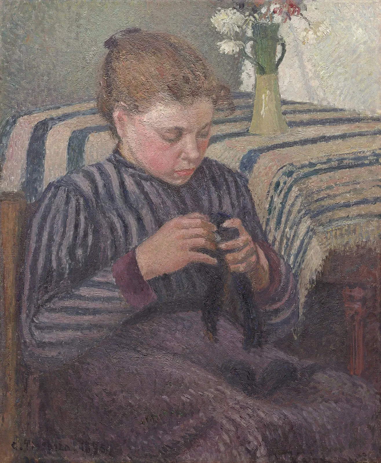 Woman Mending, Camille Pissarro