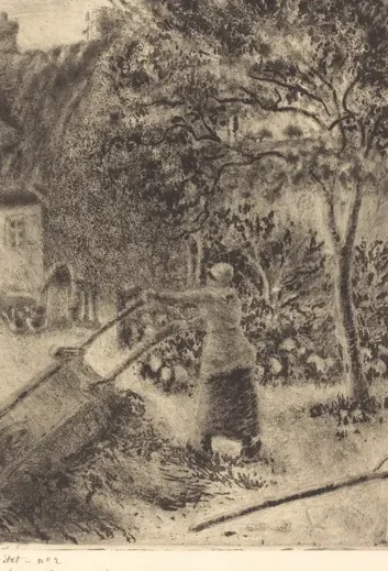 A Woman Emptying a Wheelbarrow (Femme vidant une brouette)