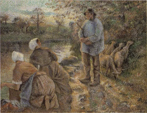 Berger et laveuses à Montfoucault