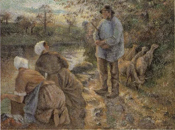 Berger et laveuses à Montfoucault
