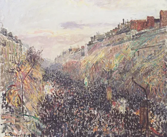 Boulevard Montmartre, Mardi Gras, au coucher du soleil